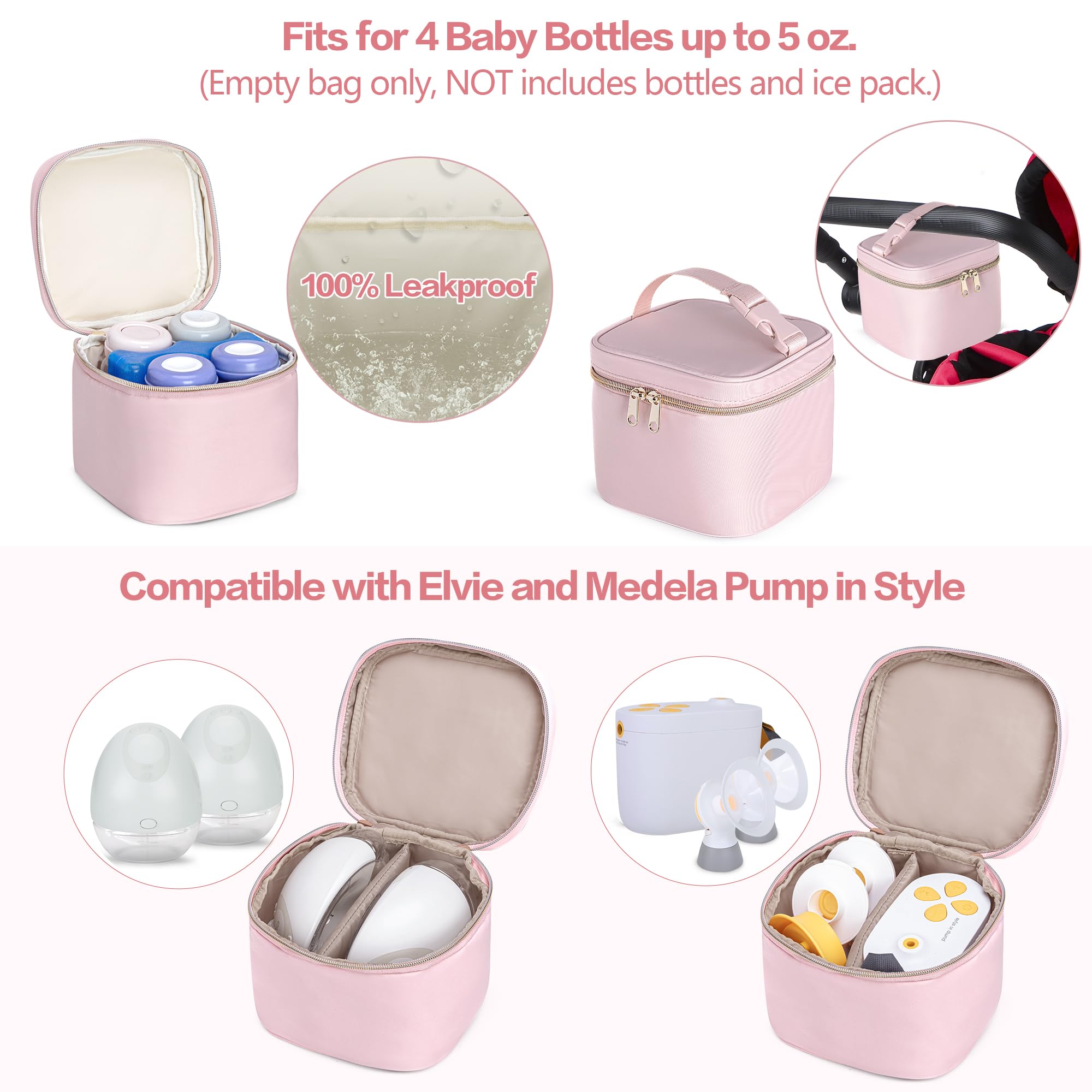 Fasrom Wearable Breast Pump Bag Backpack with Insulated Cooler & Tote - Hands Free Pumping for Momcozy, Medela, Elvie Pumps (Pink, Patent Design) - Perfect for Work, Travel & On-the-Go Nursing Moms