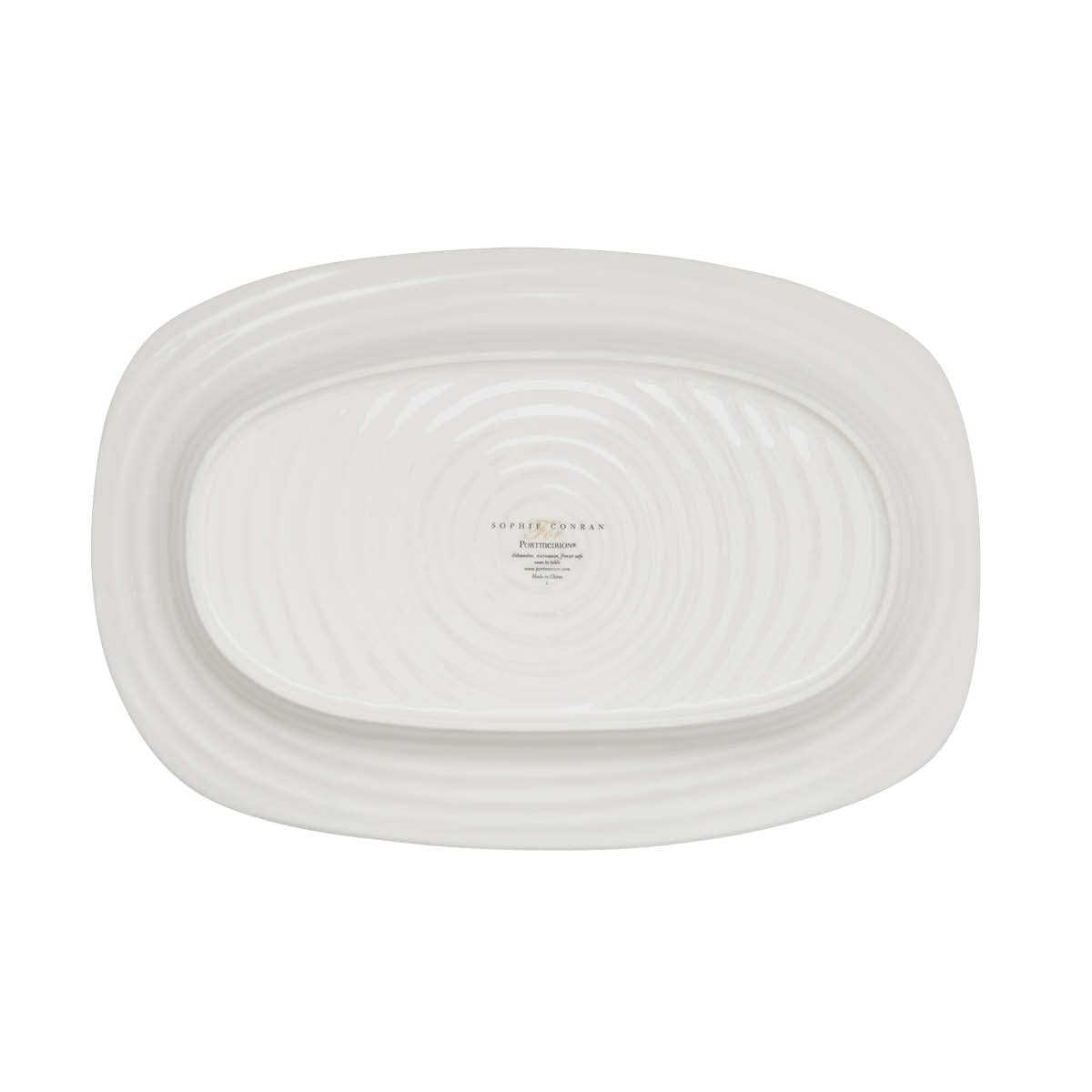 Portmeirion Sophie Conran White Porcelain Sandwich Tray - 13.5 x 9 Inch Appetizer Serving Platter for Parties, Snacks & Entertaining | Microwave & Dishwasher Safe | Elegant Dinnerware for Home & Restaurant Use