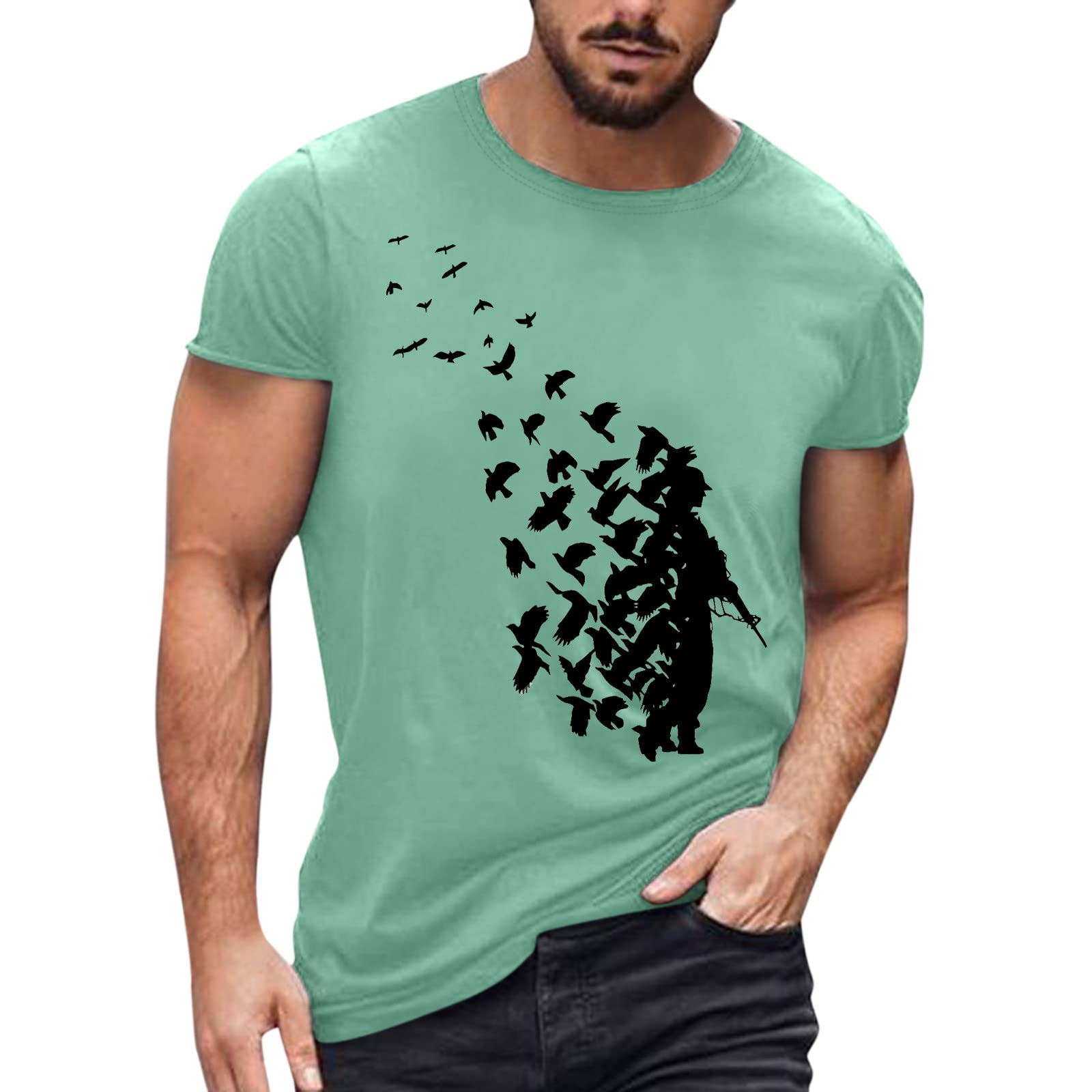 Men's Casual Short Sleeve Round Neck T-Shirt - Summer Graphic Print Cotton Tee for Soldiers & Military Enthusiasts | Perfect for Outdoor Activities, Workouts, and Everyday Wear