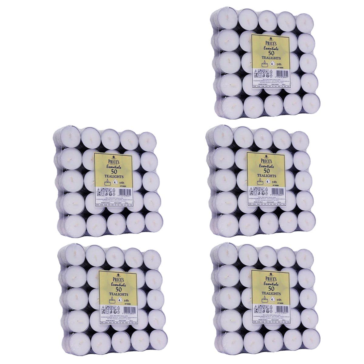 50 White Tealight Candles in Bulk - 5 Pack of Premium Unscented Small Candles for Weddings, Parties, Home Decor & Relaxation