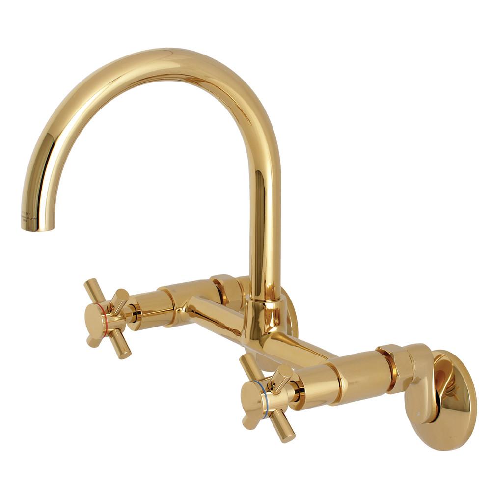 Kingston Brass Concord 8 Inch Adjustable Center Wall Mount Kitchen Faucet - KS414 - Perfect for Modern Farmhouse, RV & Tiny Home Kitchens