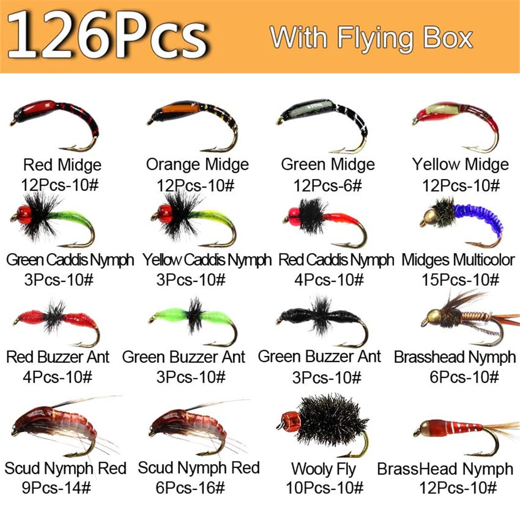 **Premium Fly Fishing Flies Kit - 32 to 148Pcs Assortment for Trout, Steelhead, Salmon & Bass - Dry Flies, Wet Flies, Nymphs, Streamers & Maggots - Perfect for Freshwater & Saltwater Fishing**    *(Use Cases: Ideal for fly fishing enthusiasts, beginners, and professionals targeting trout, steelhead, salmon, and bass in rivers, lakes, and streams.)*