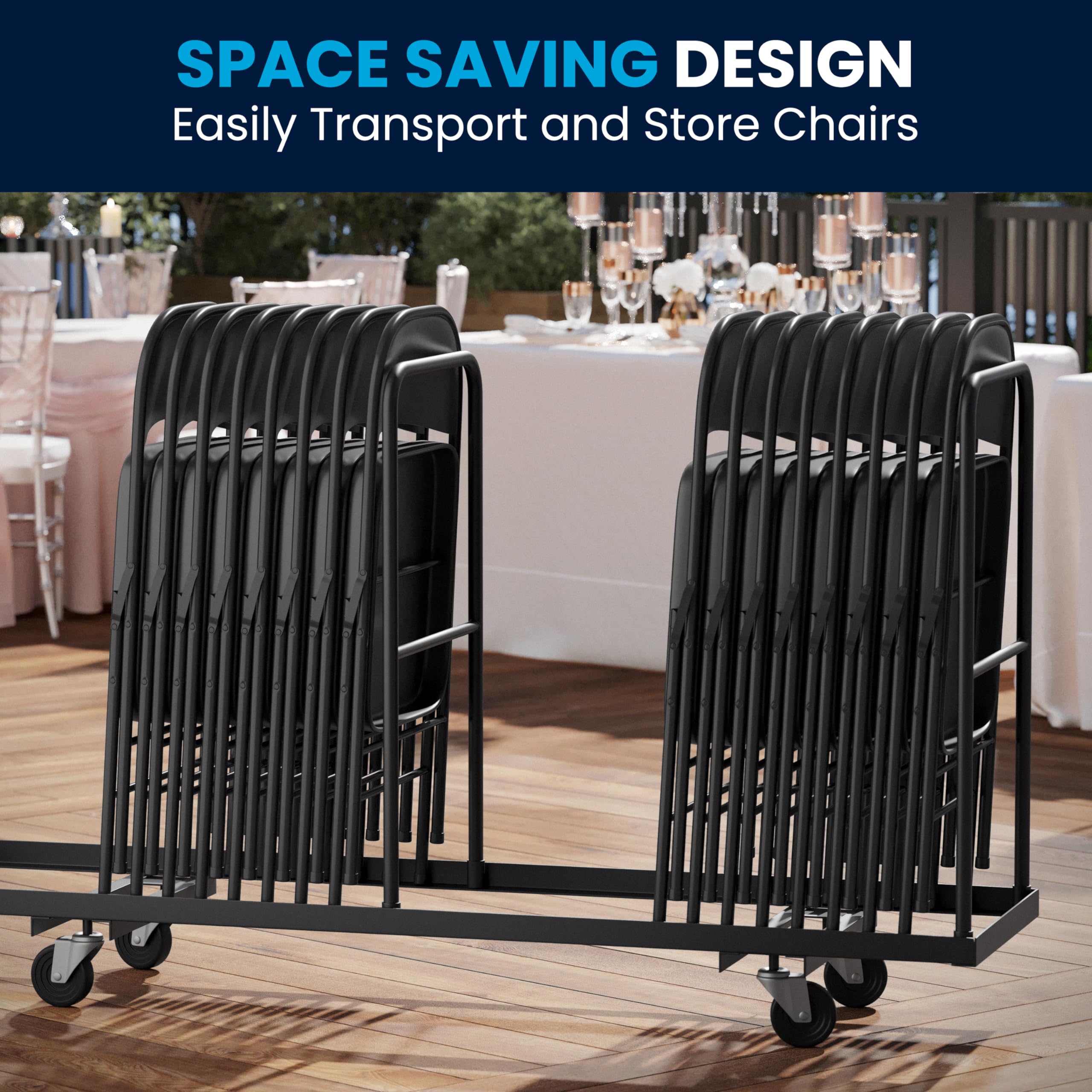 Flash Furniture HERCULES Series Heavy Duty Black Metal Folding Chair - Double Braced for Extra Strength - Perfect for Events, Parties, and Home Use