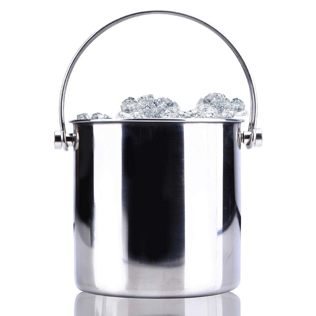 Premium Stainless Steel Double Layer Ice Bucket with Insulated Compartment & Dual Handles - Perfect for Chilling Wine, Beer, and Beverages at Parties, BBQs, and Outdoor Gatherings