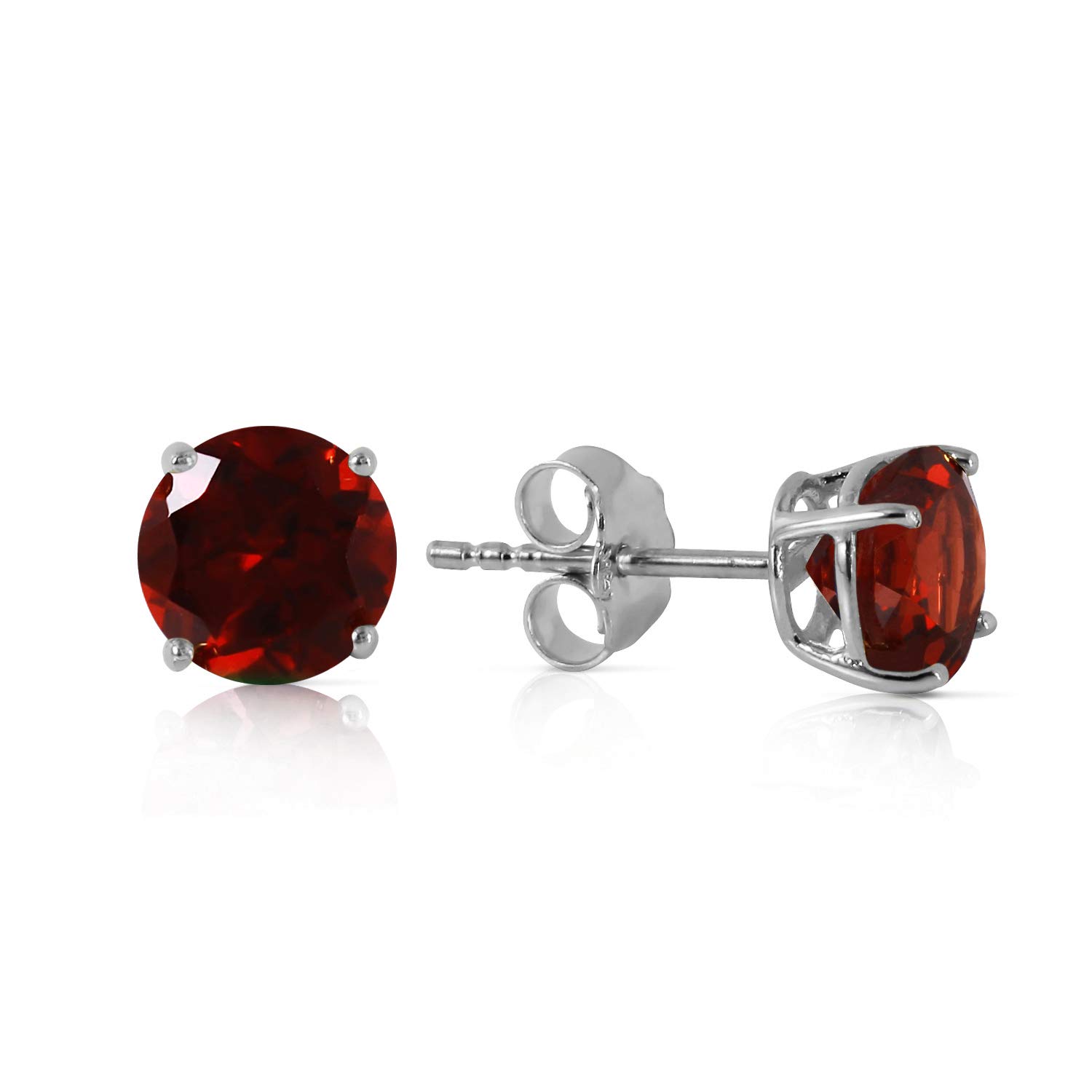 14K White Gold Garnet Stud Earrings for Women | GG Galaxy Gold | Elegant & Durable Jewelry Gift | Perfect for Weddings, Parties & Everyday Wear