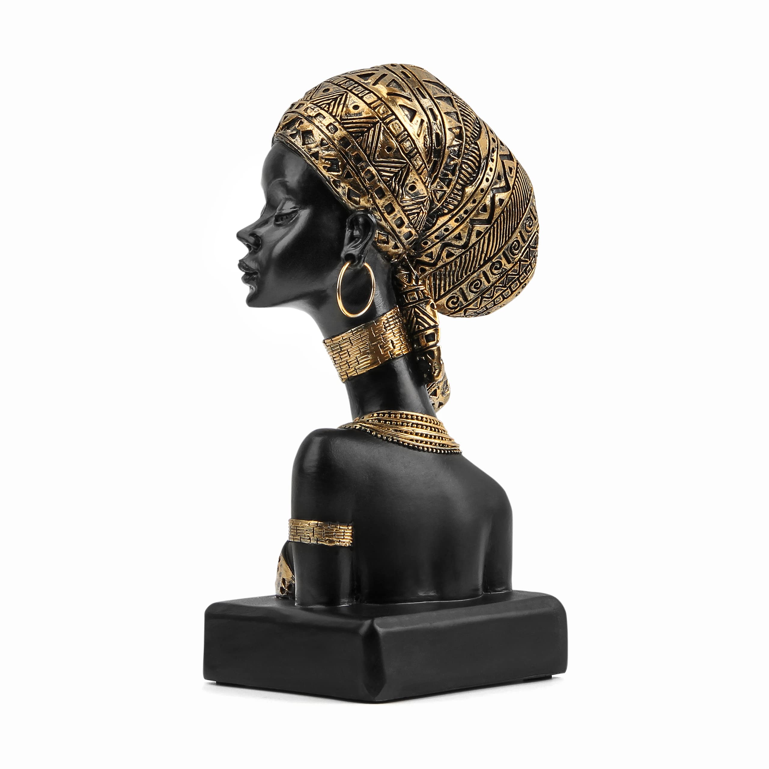Modern African Lady Bust Statue - Handcrafted Home Decor for Shelf, Bookshelf, Desk & Table - Perfect for Living Room, Bedroom & Office Decor | African Art Sculpture for Cultural Home Accents