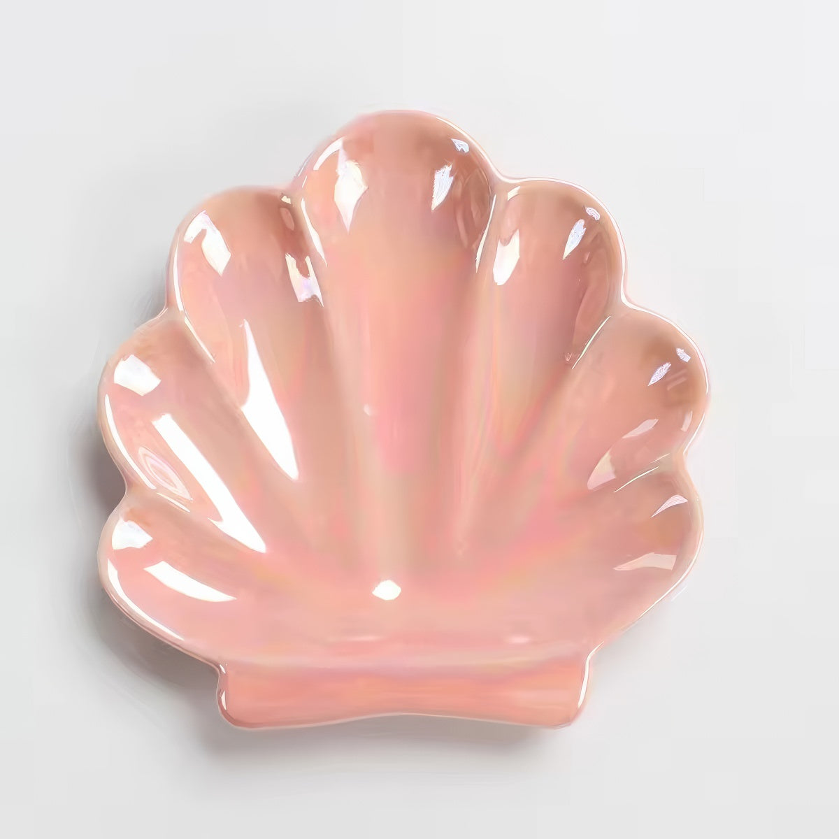 Iridescent Ceramic Seashell Jewelry Tray - Elegant Ring Holder & Organizer for Necklaces, Bracelets - Perfect for Beach House Decor, Bathroom Vanity & Gift Giving