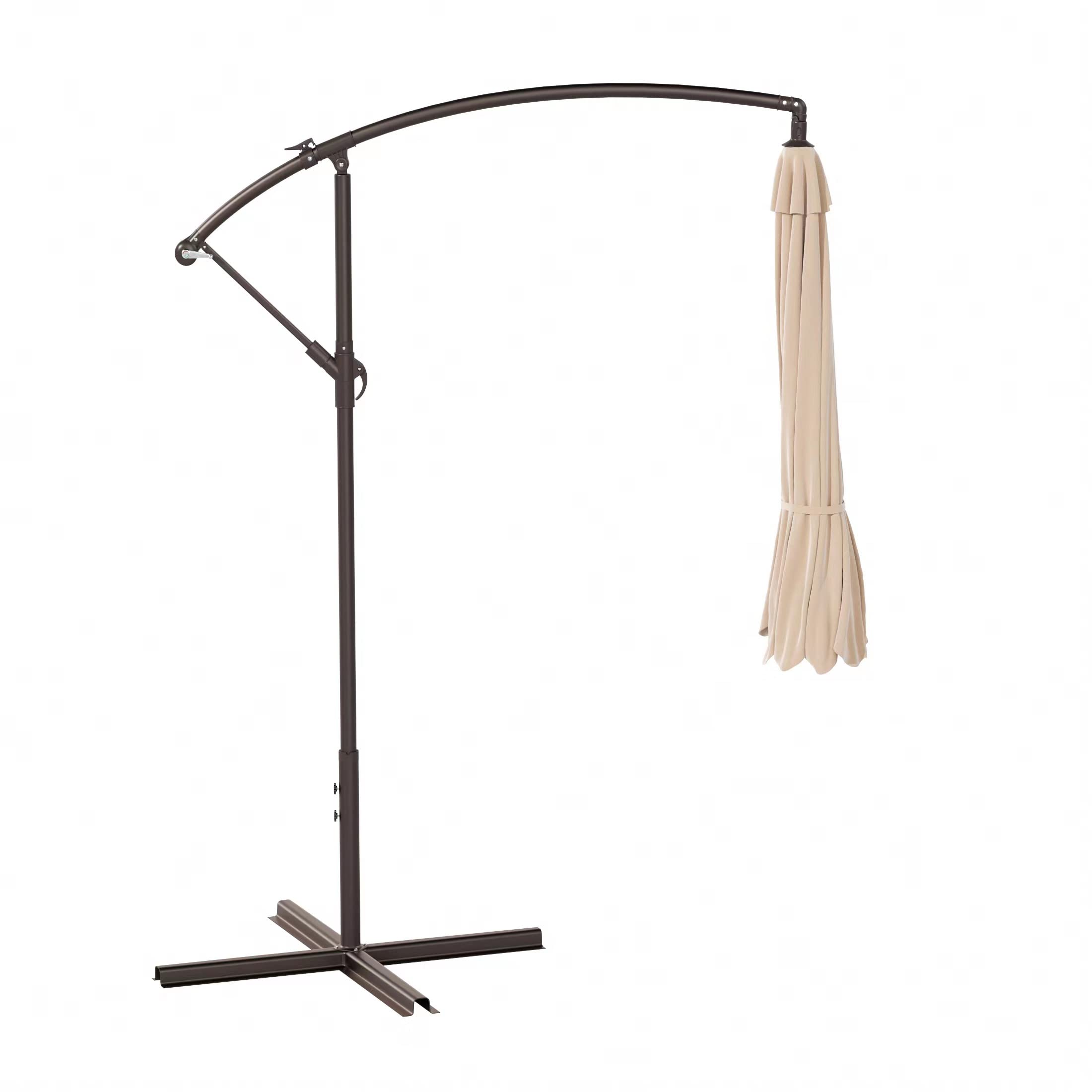 10ft Outdoor Patio Cantilever Umbrella with Stand - 2 Piece Hanging Shade Kit for Backyard, Poolside & Garden Relaxation | WO Home Furniture