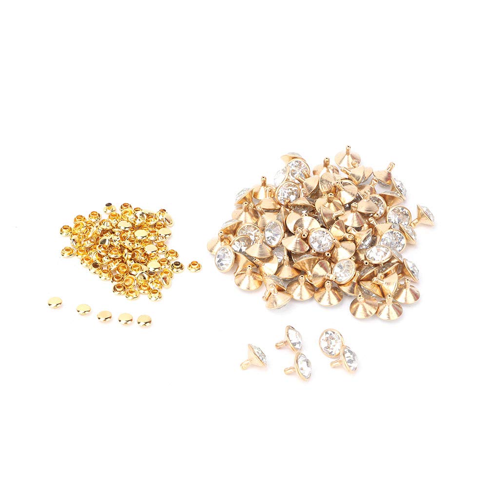 Jeanoko Crystal Studs for Crafts, Bags & Shoes - Rhinestone Rivets for Decoration (Diamond & White) - DIY & Fashion Accessories