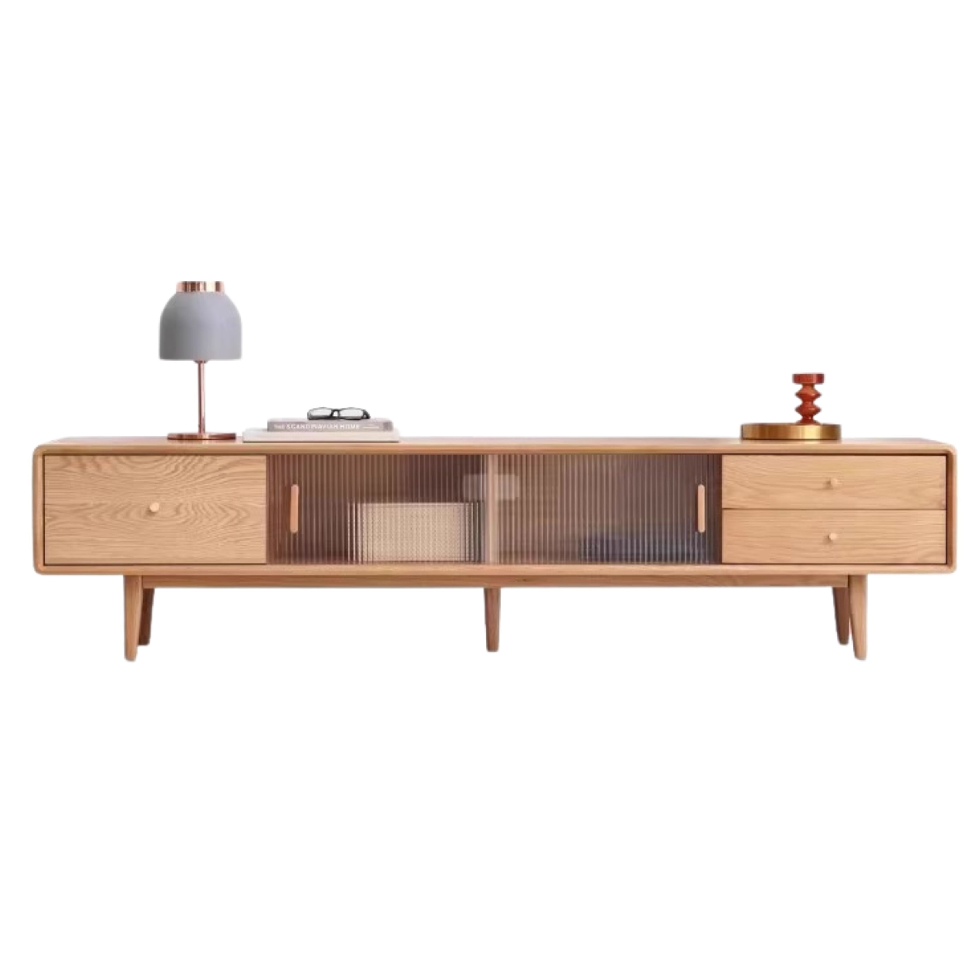 86.6x13.8x17.7 inch / 220x35x45сm / Natural Wood Color/Oak sliding door three drawer without light WORLDWIDE SHIPPING 5-6 WEEKS