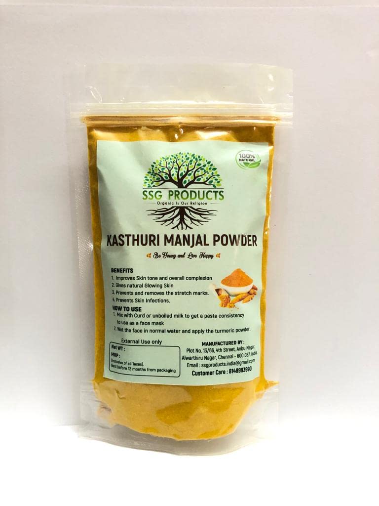 SSG PRODUCTS Pure Organic Turmeric Powder (Kasturi Manjal) for Skin Care & Face Masks - 150g | Natural Glow Booster for Brightening, Acne Treatment & Anti-Aging | DIY Beauty Routine Essential