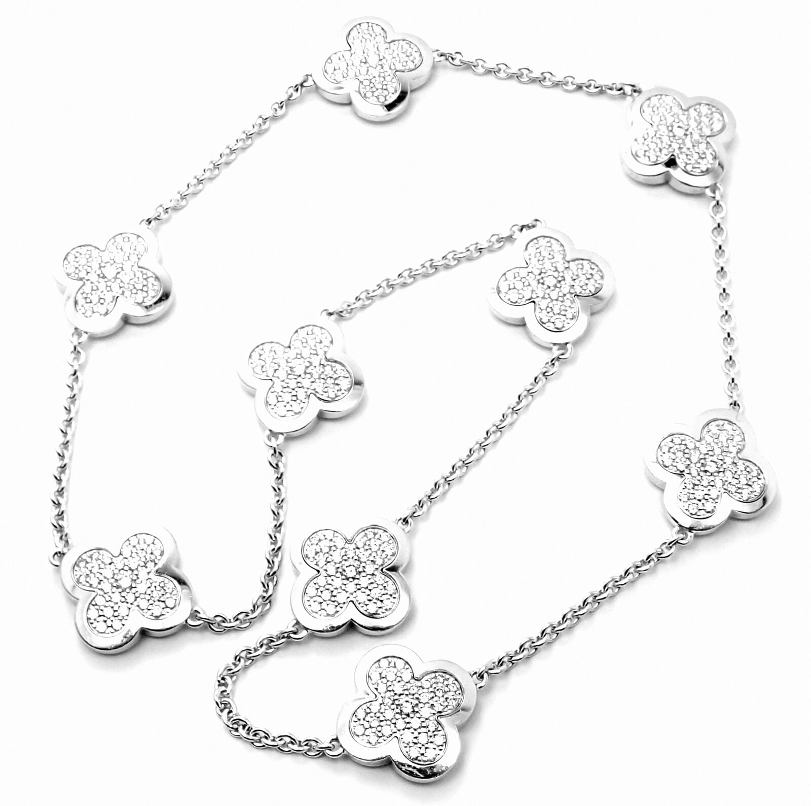 Authentic Van Cleef & Arpels 18k White Gold Diamond Pure Alhambra Necklace - Luxury Jewelry for Women, Perfect for Weddings, Anniversaries & Special Occasions