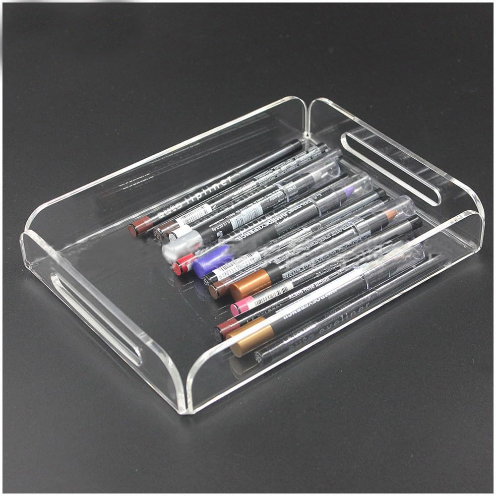 Clear Acrylic A4 Serving Tray with Handles for Coffee Table & Breakfast