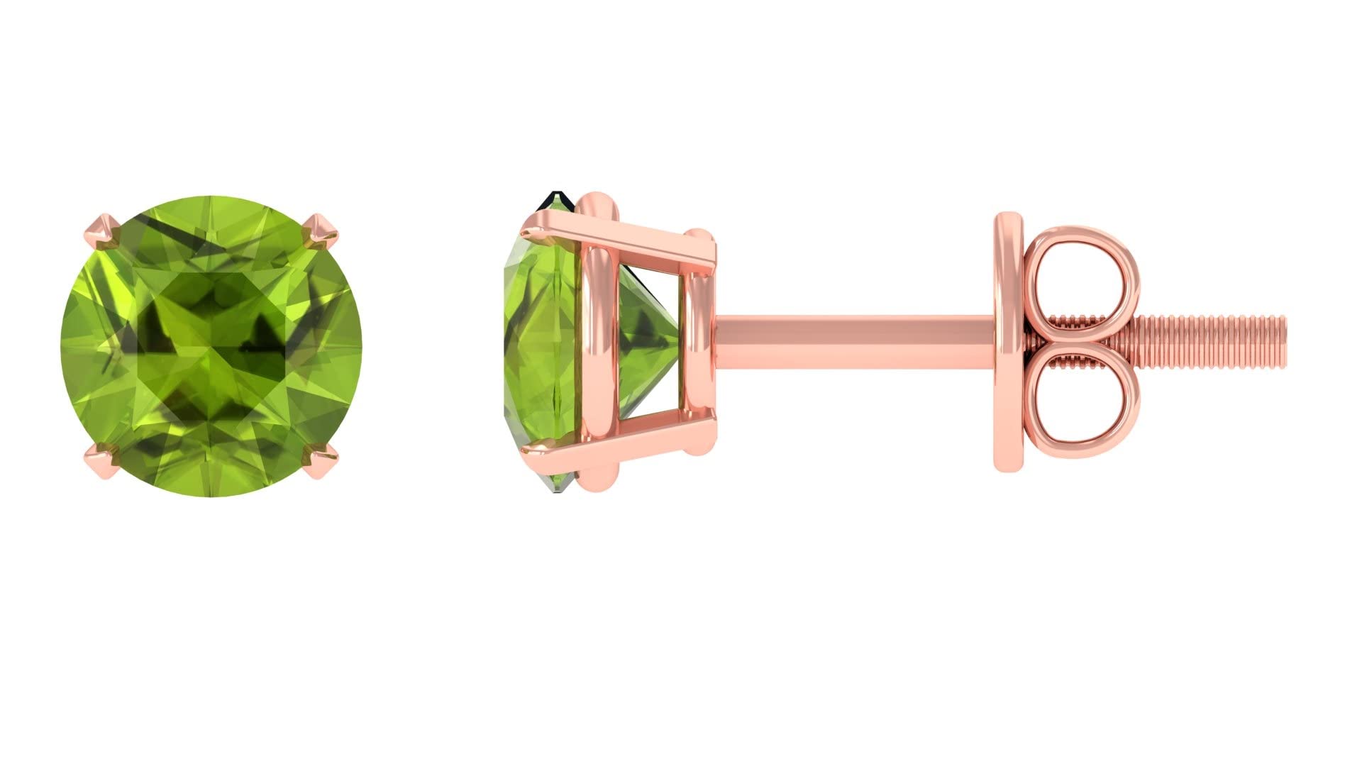 1 CT Natural Peridot Stud Earrings for Women - 14K Solid Gold Solitaire Green Peridot Earrings | Perfect for Everyday Wear, Gift Giving & Special Occasions