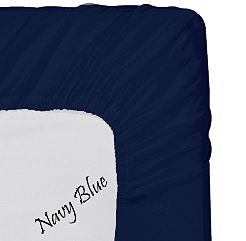 Luxury 6-Piece Egyptian Cotton Bed Sheet Set - King Size, Navy Blue - 1 Flat Sheet, 1 Fitted Sheet (13