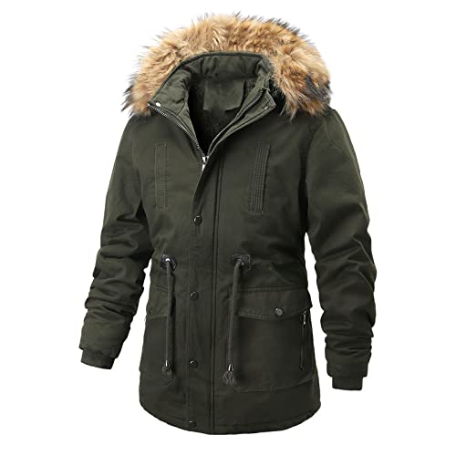 Men's Winter Jacket with Fleece Lining - Windproof Detachable Hood Parka Coat for Cold Weather | Outdoor Activities, Snow Sports & Daily Commute