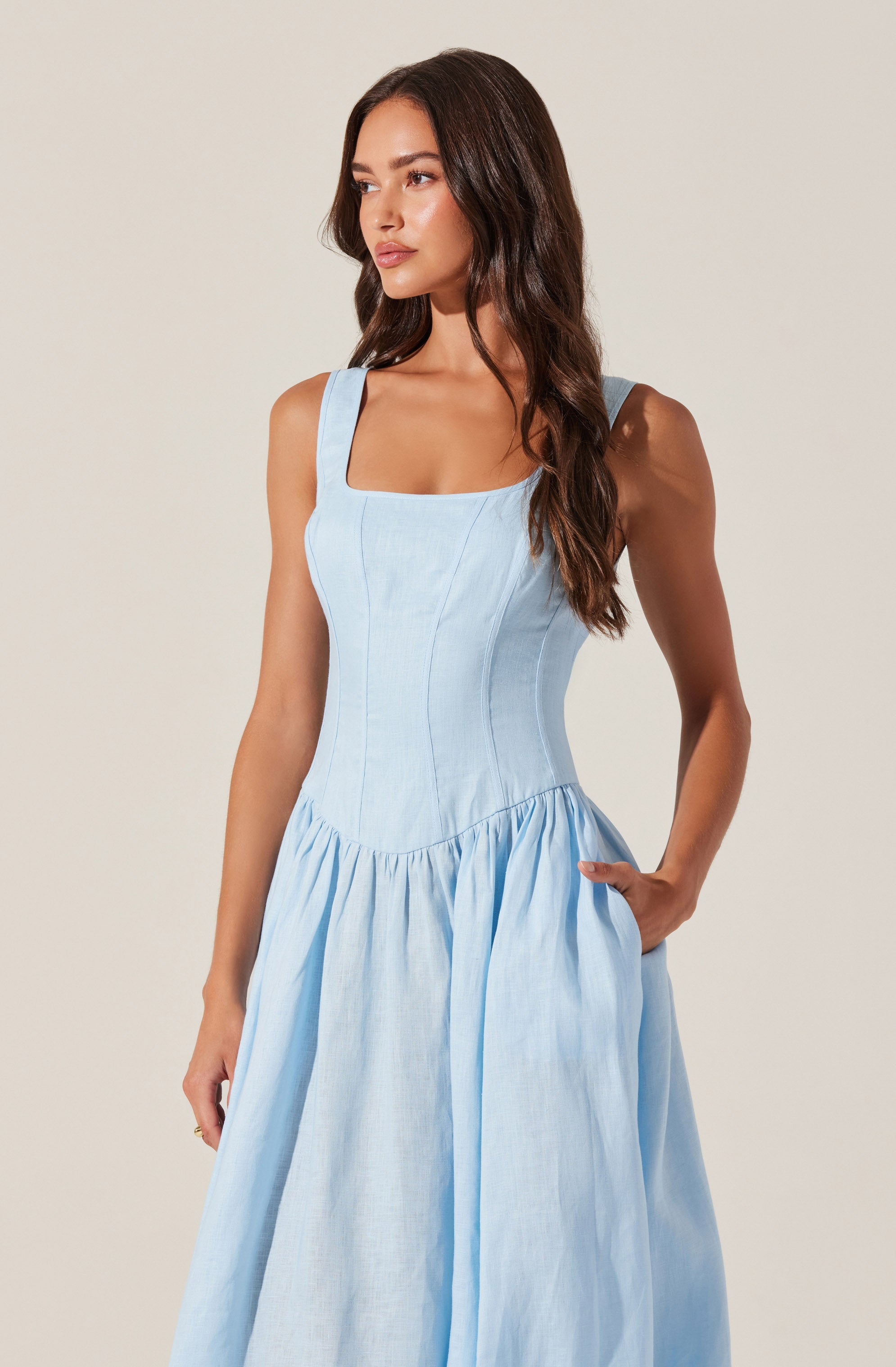 Thierry Linen Midi Dress for Women - Breathable Summer Casual Dress with Pockets | Perfect for Beach, Vacation & Everyday Wear