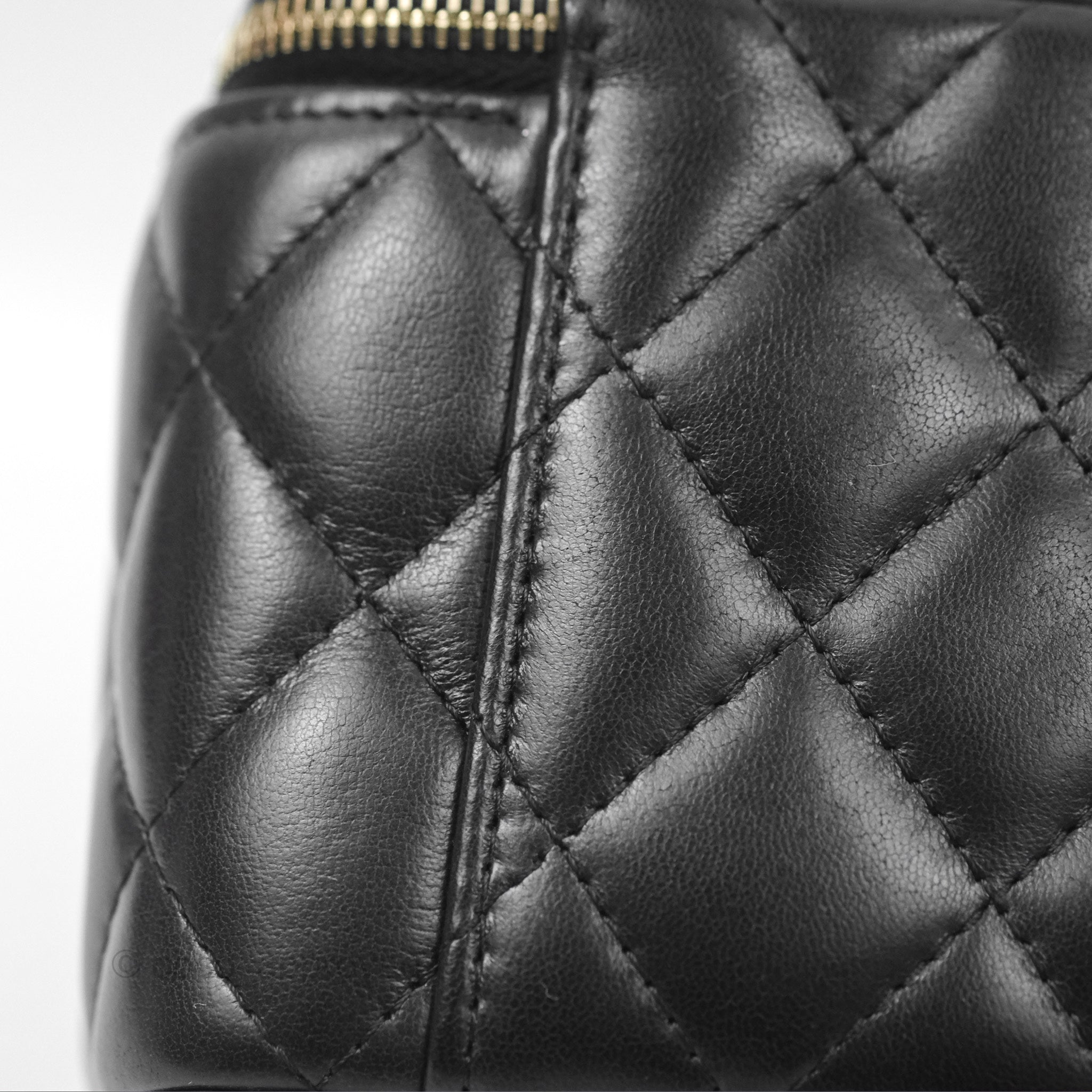 Chanel Adjustable Chain Black Lambskin Vanity Bag with Aged Gold Hardware - Perfect for Evening Events, Parties & Luxury Fashion Accessories