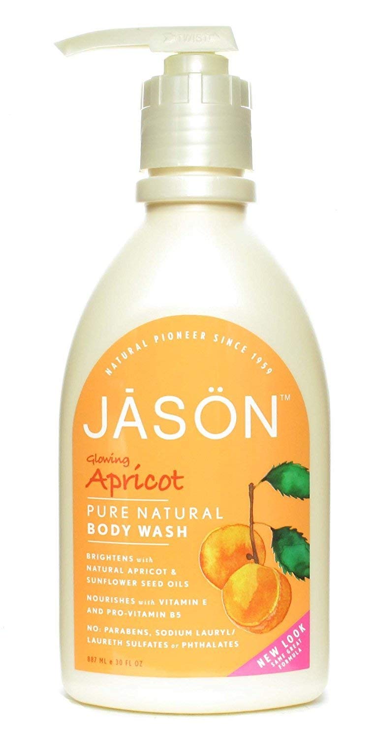Jason Body Care: Pure Natural Body Wash, Glowing Apricot Scent, 30 oz (8 Pack) - Hydrating & Nourishing for Soft, Smooth Skin - Perfect for Daily Shower, Spa Day & Gift Sets