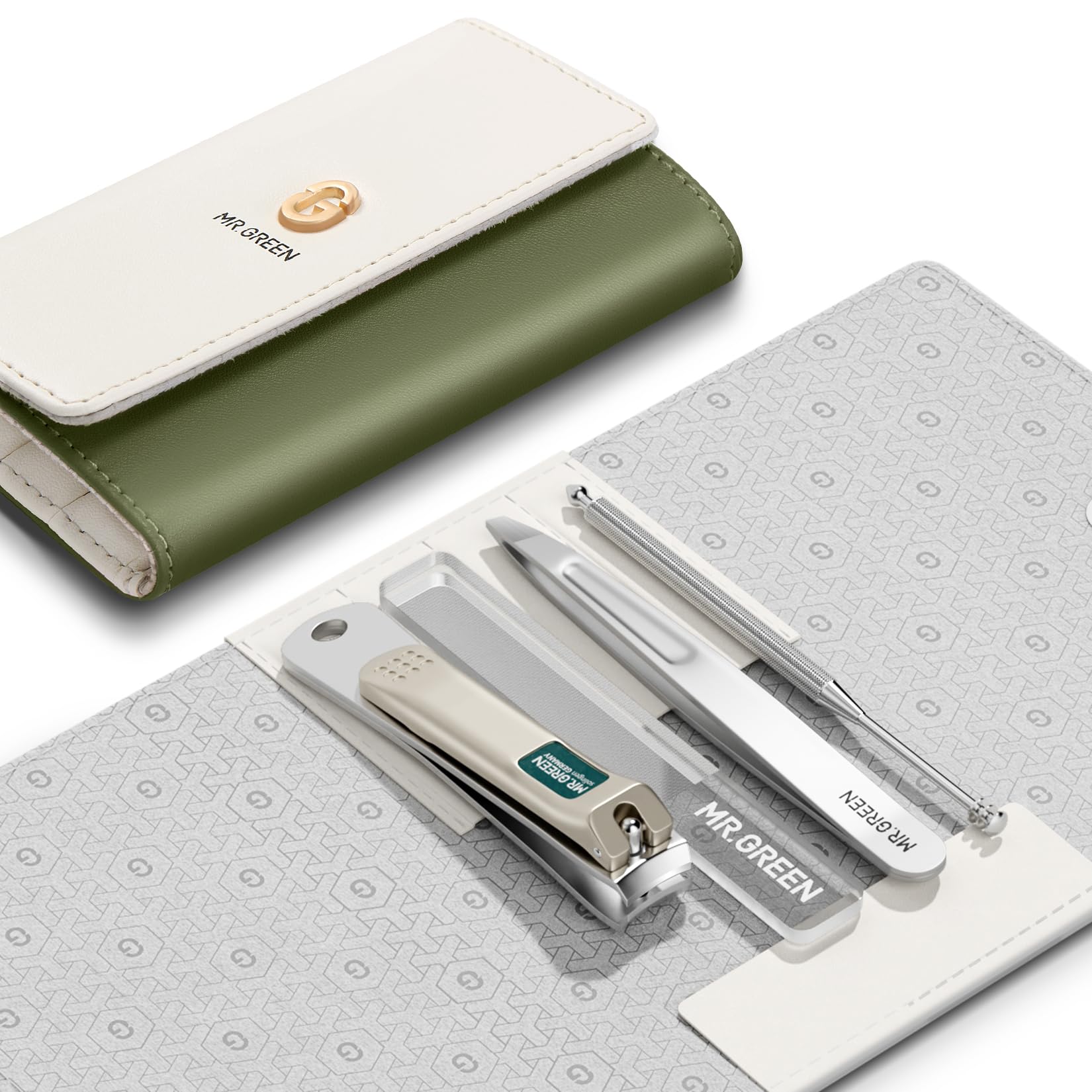 MR.GREEN Professional Manicure & Pedicure Set - 12-Piece Nail Care Kit with Nail Clippers, Cuticle Scissors, Tweezers & Travel Case (Green) - Perfect for Home Salon, Travel & Personal Grooming