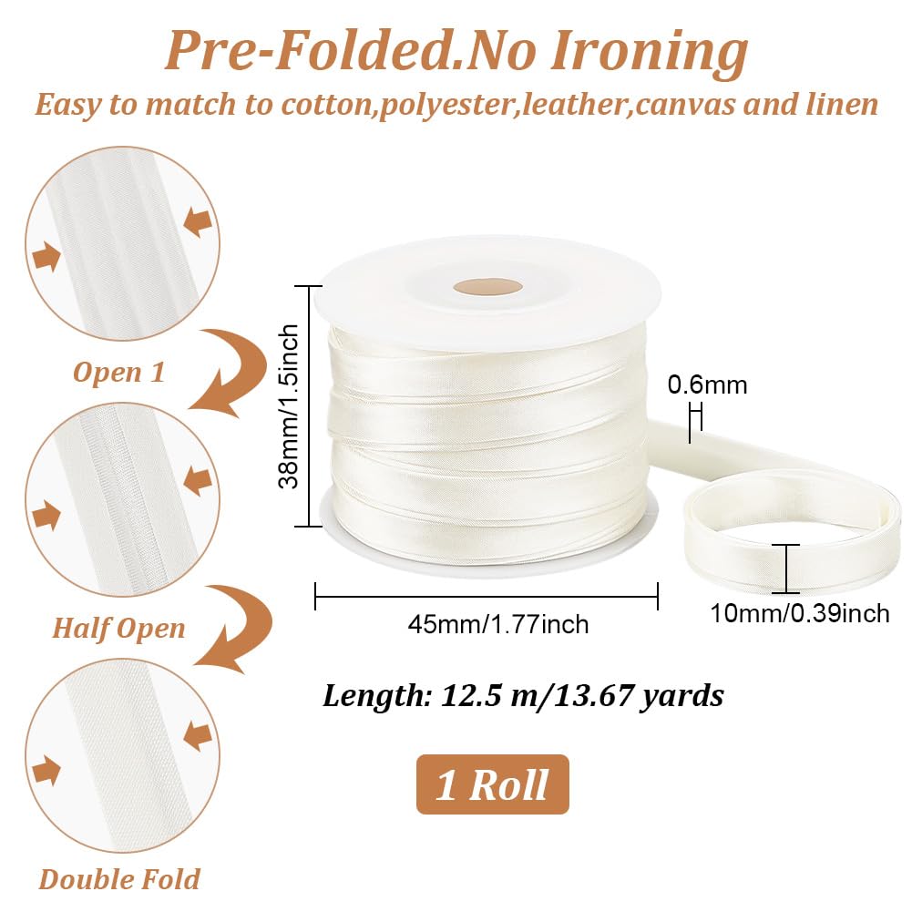 BENECREAT 13.5 Yards Double Fold Bias Tape - 3/8 Inch Cotton Fabric Piping for Sewing, Quilting & DIY Crafts | Perfect for Seam Binding, Carpet Edges & Home Decor Projects | Beige Bias Binding Tape for Professional & Creative Sewing Applications