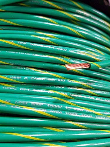 10 Gauge Green/Yellow Copper Stranded Ground Wire 250' - MTW Machine Tool Primary, DIY Home & Garden Electrical Projects, Secure Equipment Grounding for Workshops & Industrial Use