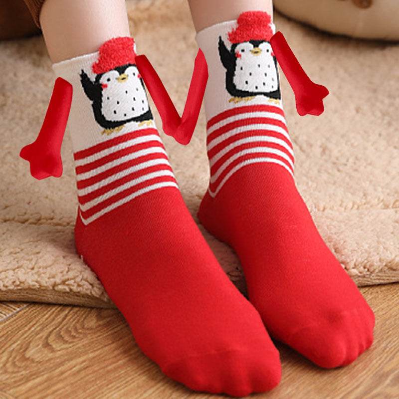 Cozy Christmas Socks for Hand Holding - Warm Holiday Couple Socks for Christmas Gifts, Stocking Stuffers & Romantic Winter Nights
