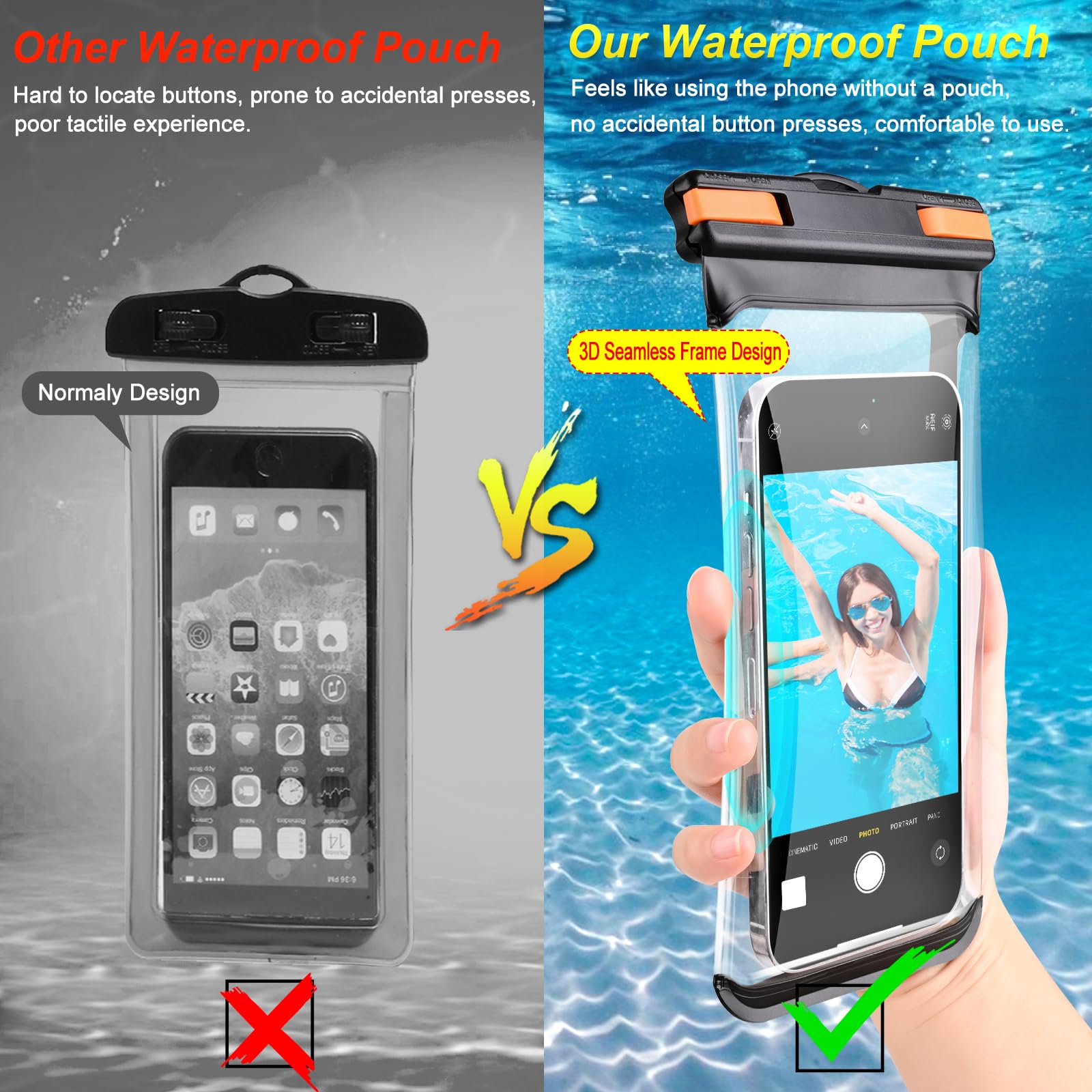 Waterproof Phone Pouch IPX8 - Universal Dry Bag for iPhone 15 Pro Max/14 Pro/13 & Galaxy S24/S23 Ultra (Fits Up to 6.9