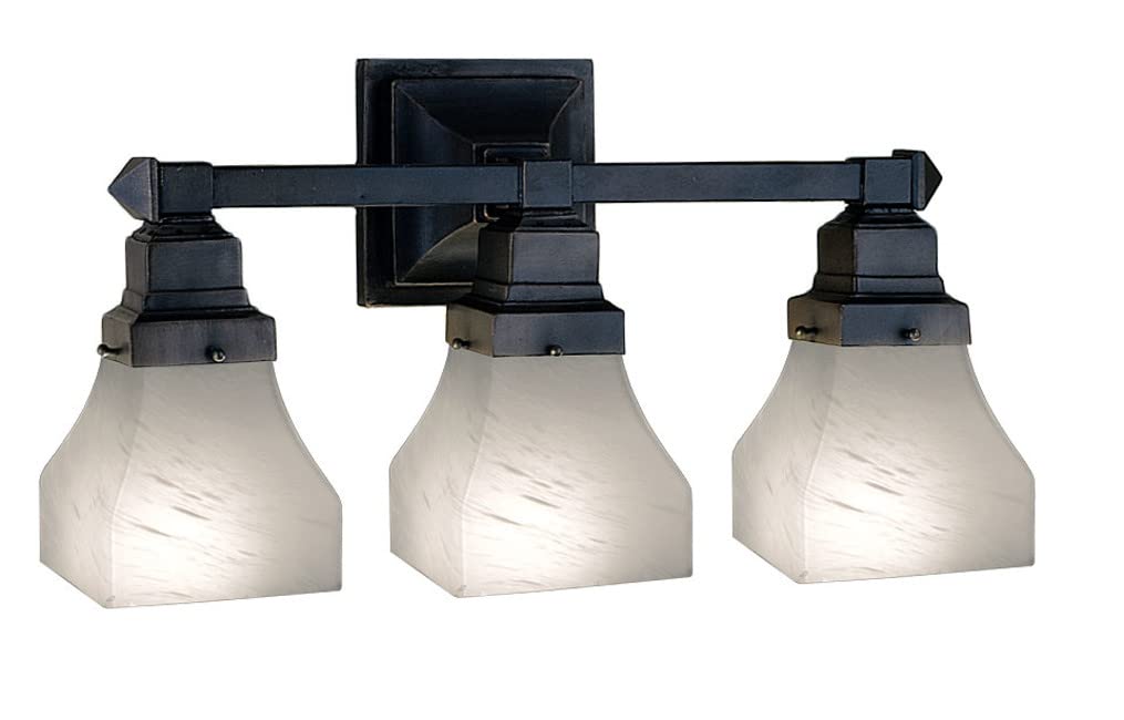 Meyda Tiffany 27623 Bungalow Alabaster Swirl 3-Light Vanity Light Fixture - 20 Inch Wide White Bathroom Sconce for Makeup Mirror Lighting & Dressing Room Decor