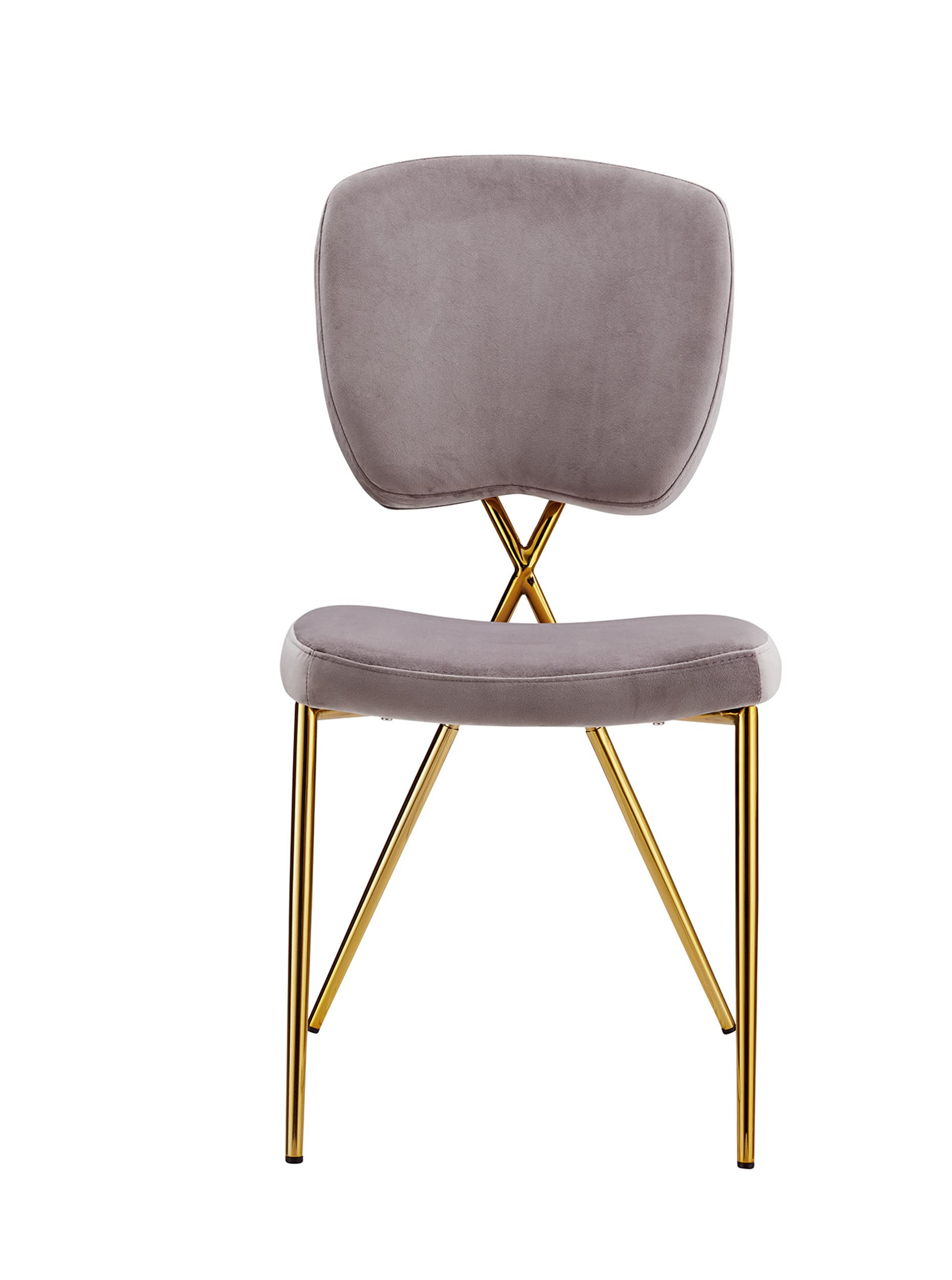 Chrissy Velvet Upholstered Dining Side Chairs - Set of 2 Modern Contemporary Half Back Chairs with Solid Gold Metal Legs in Blush Pink | Perfect for Dining Room, Kitchen, or Home Office