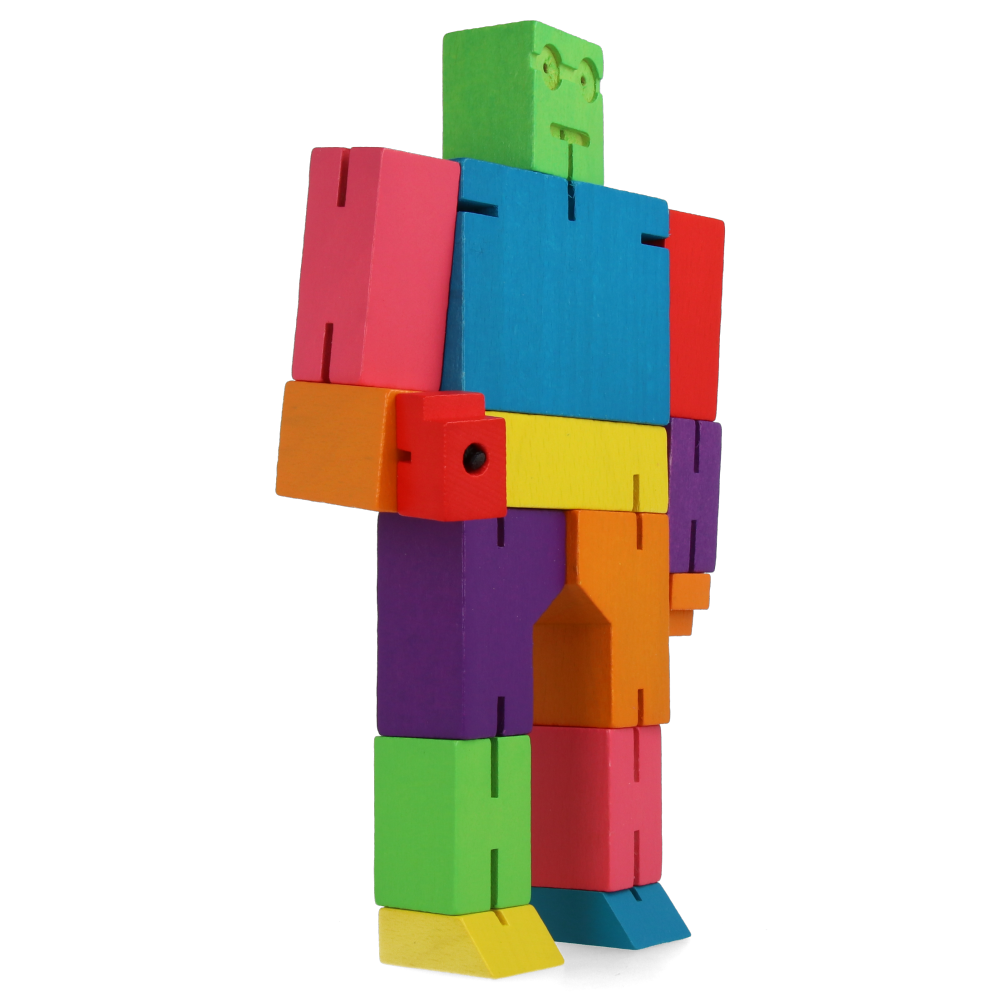 Cubebot Medium Multicolor Wooden Puzzle Toy - Fun Educational STEM Gift for Kids & Adults - Perfect for Home, Office, Classroom & Travel Play