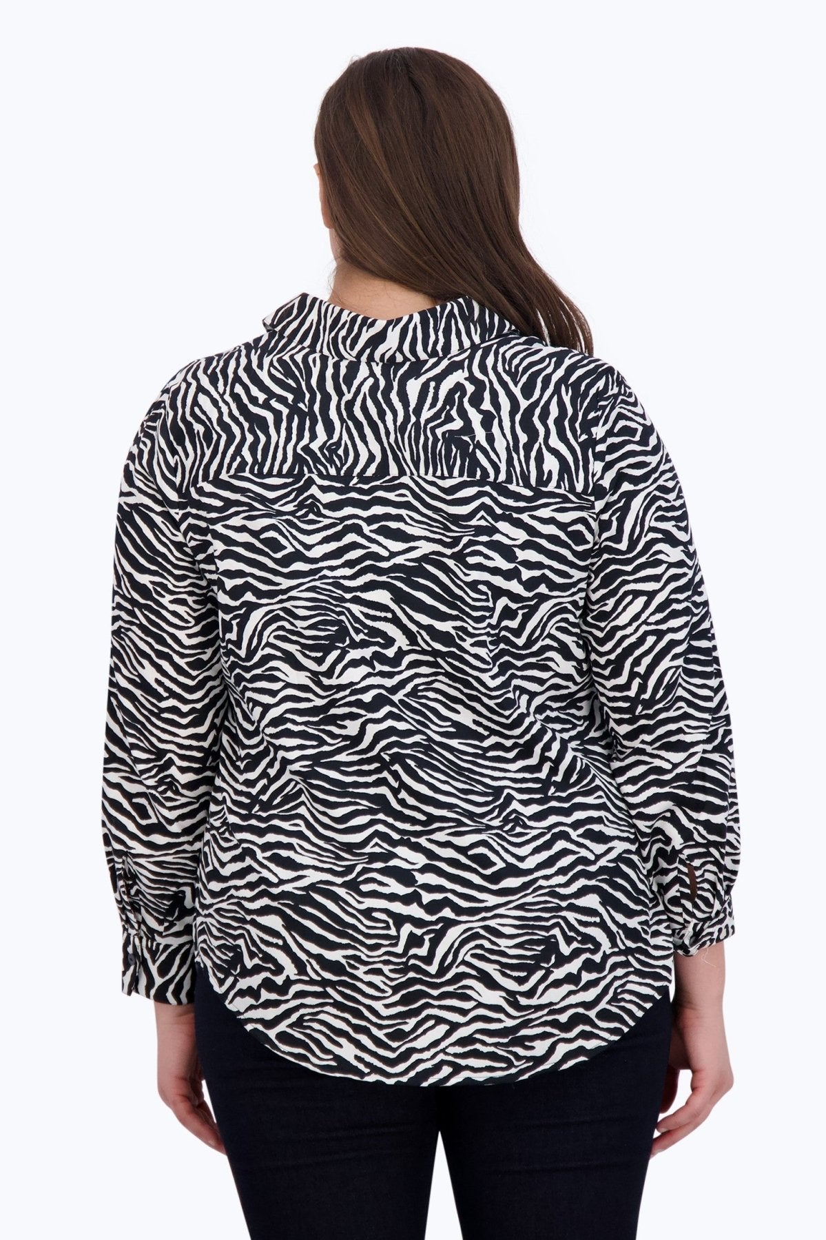Mary Plus Zebra Print Long Sleeve Shirt for Women - Stylish Animal Print Blouse for Casual Wear, Office & Date Night Outfits