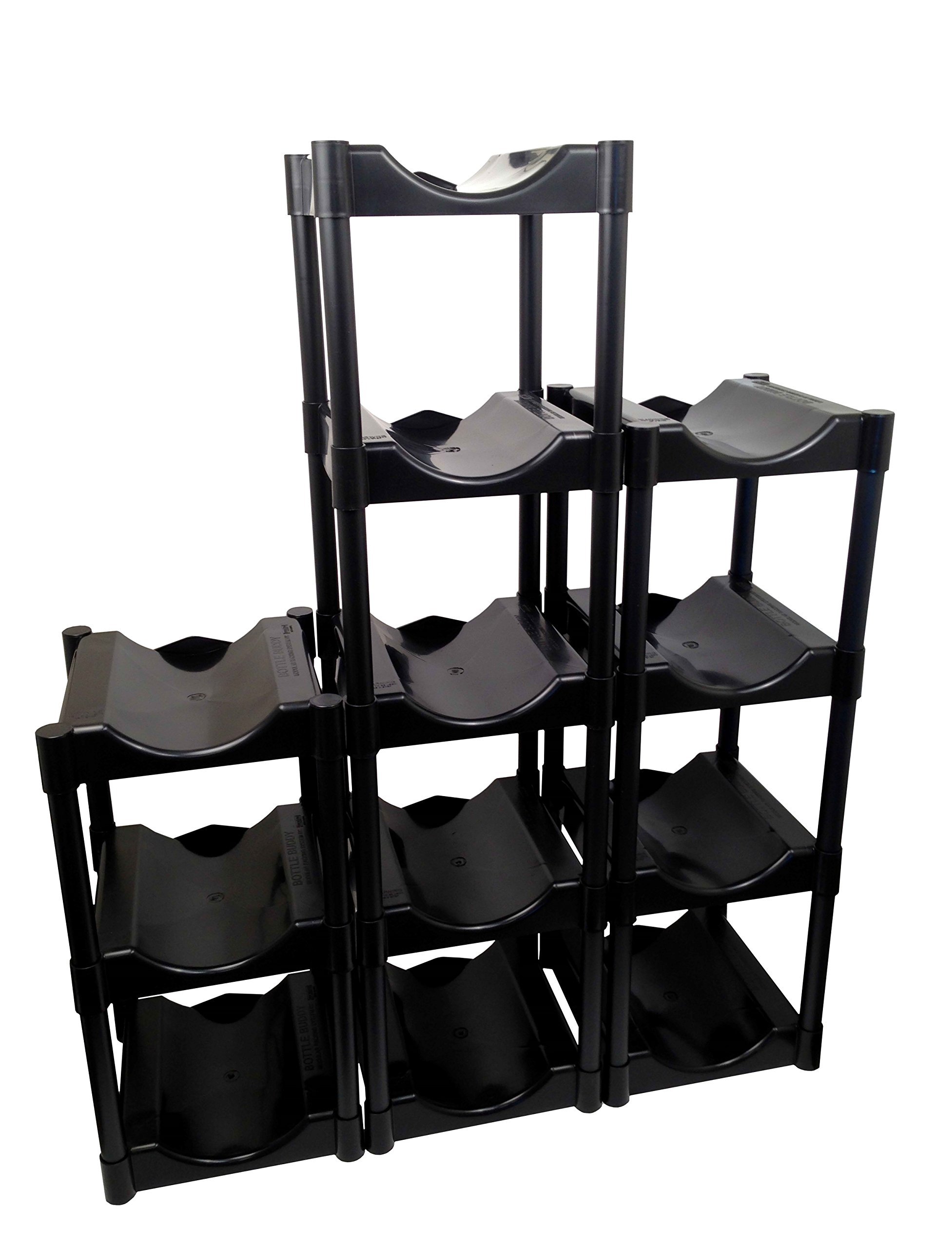 Bottle Buddy 12-Tray Water Bottle Storage Rack - Plastic Organizer for 3-5 Gallon Bottles | Customizable Gallon Holder for Home, Office & Pantry Organization | Space-Saving Solution for Water Dispensers & Bulk Storage