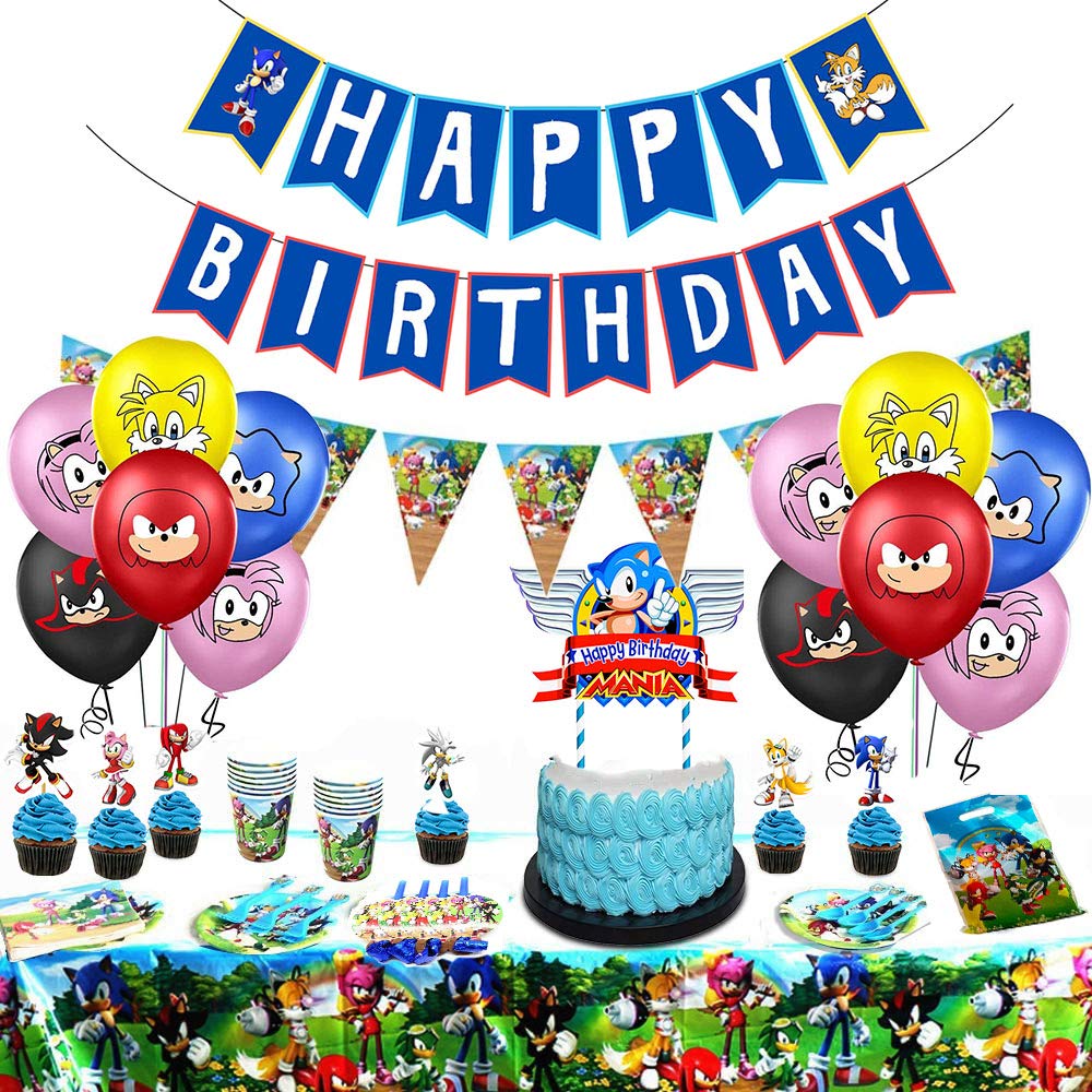 **163pcs Game-Themed Birthday Party Supplies Set - Happy Birthday Banner, Balloons, Tablecover, Plates, Cutlery & More for 10 Guests | Perfect for Kids' Birthday Decorations & Themed Parties**