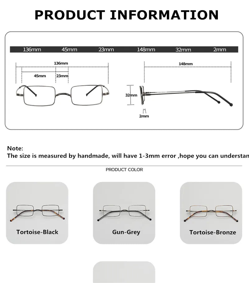 Stylish Aimee Unisex Full Rim Small Square Titanium Eyeglasses Frame 88083 - Lightweight & Durable for Work, Reading & Everyday Wear