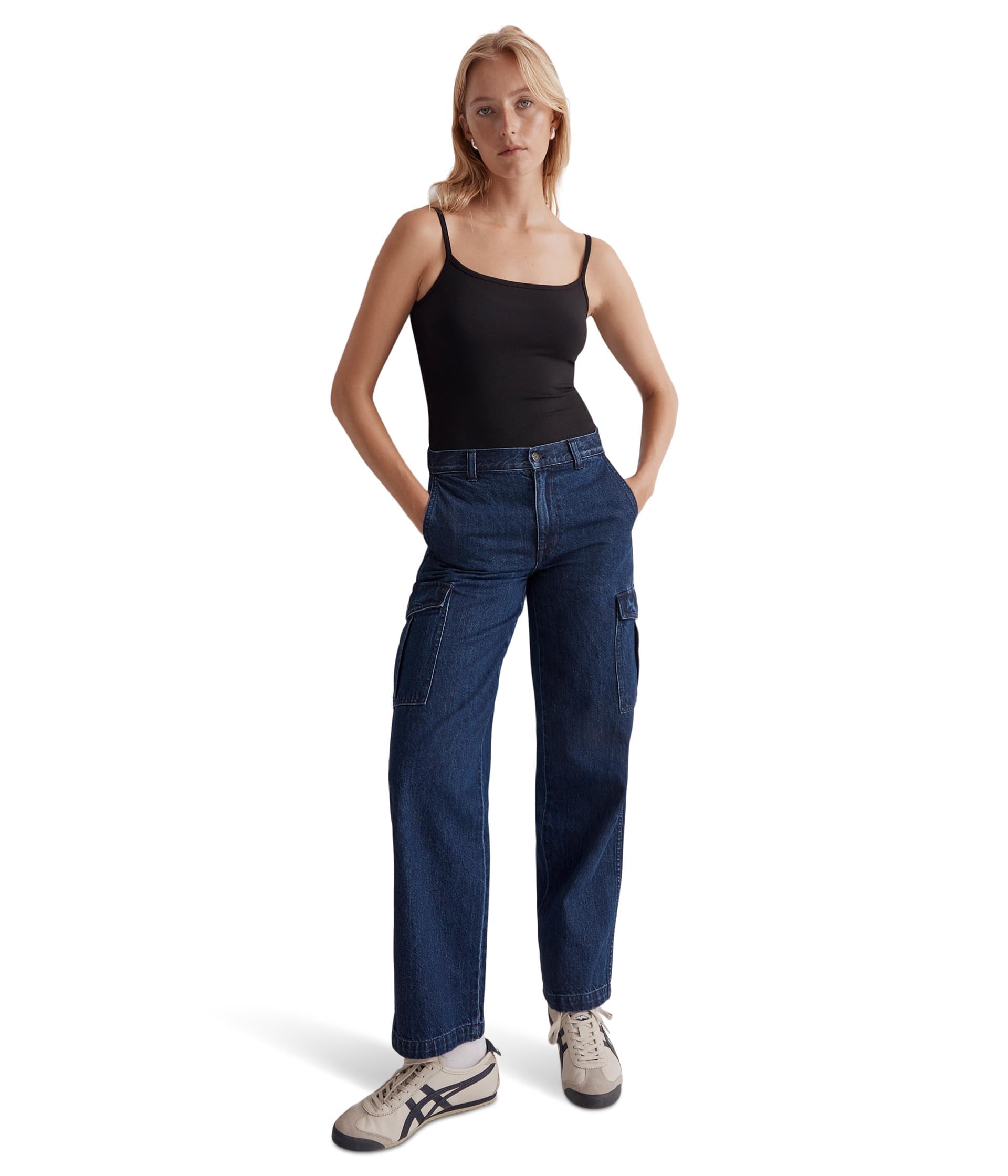 Madewell Low-Slung Straight Cargo Jeans for Women - Martindale Wash Denim Pants | Casual Streetwear, Weekend Outfits & Everyday Wear
