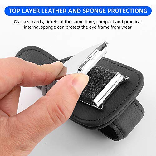Premium Leather Sunglasses Holder for Car Visor - 2 Pack Black - Universal Fit for BMW & All Vehicles - Perfect for Driving, Road Trips & Outdoor Adventures
