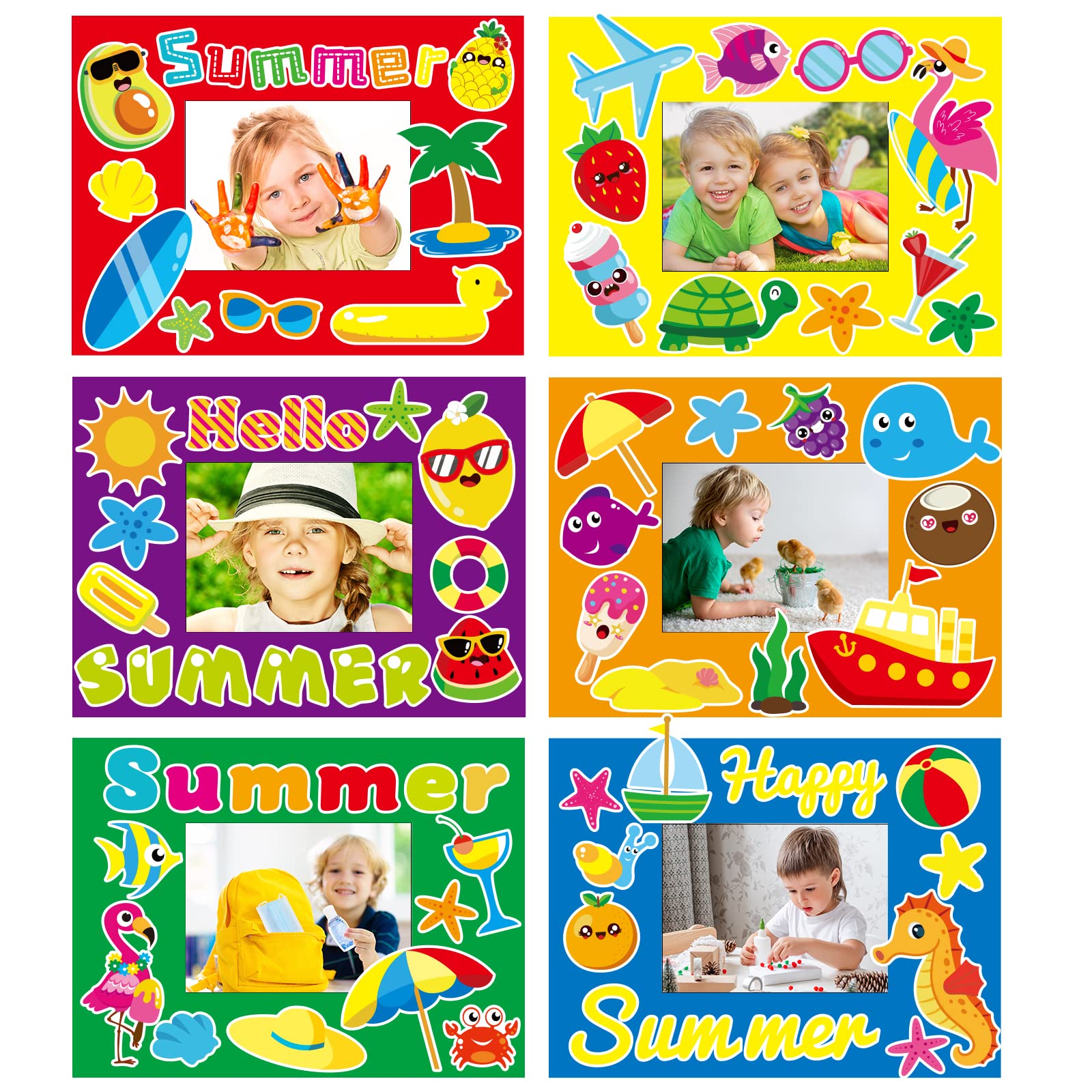 30 Pcs Summer Craft Kits for Kids - DIY Paper Picture Frame Art Projects for Preschool, Kindergarten Classroom Activities - First Day of School, Summer Party Favors, Home Decor & Indoor Games
