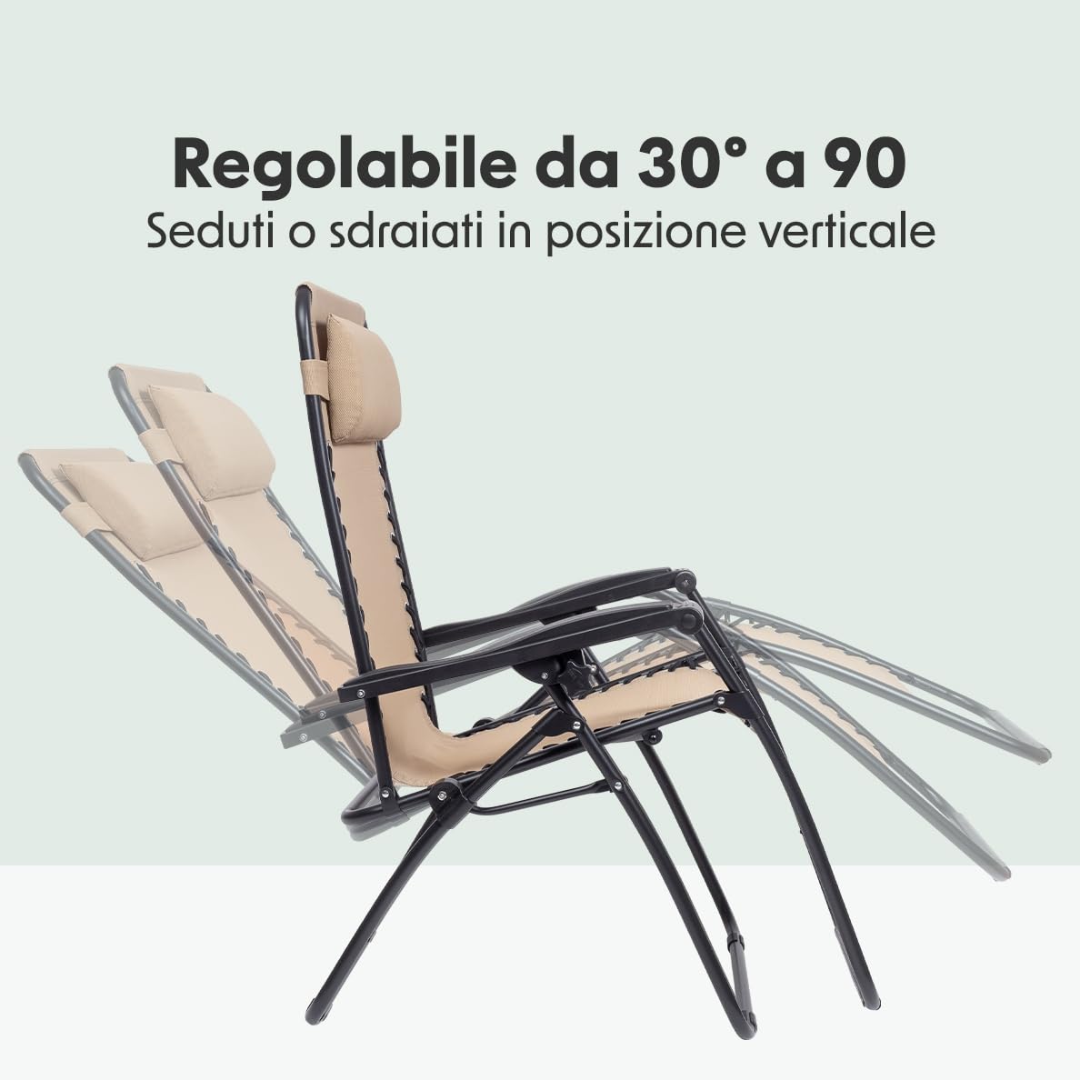 LifeGoods Folding Garden Sun Lounger Chair - Adjustable Zero Gravity Outdoor Recliner for Patio, Poolside, Beach & Camping - Portable & Lightweight Deck Chair for Relaxing in Sun