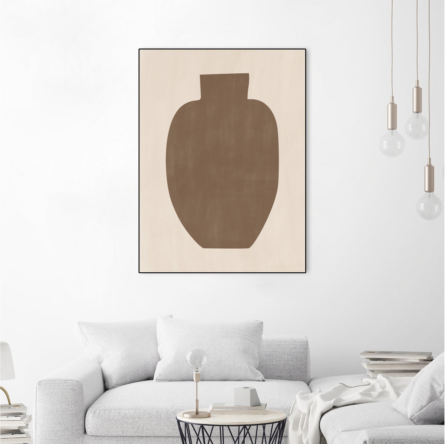 Elegant Brown Vase Silhouette - Modern Home Decor for Living Room, Bedroom & Office