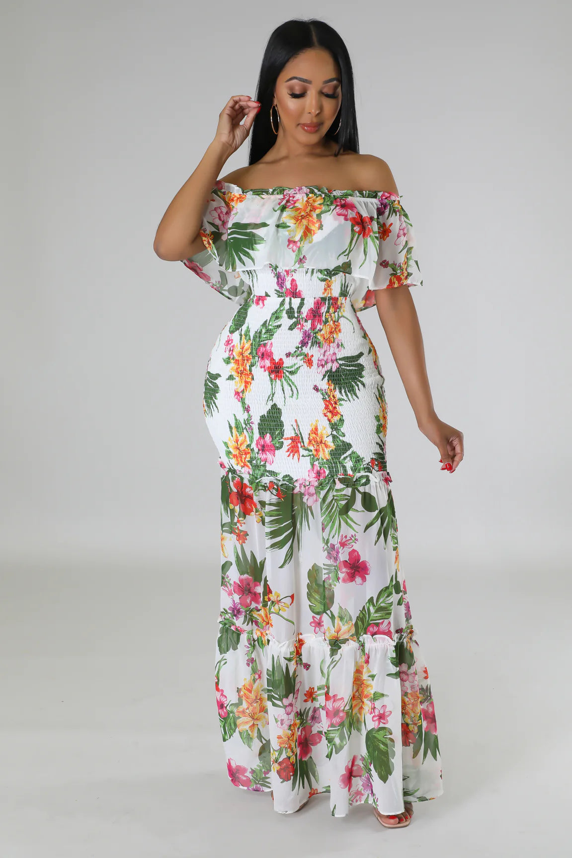 Floral Fantasy Weekend Dress - Women's Floral Print Summer Dress for Casual Outings, Beach Vacations & Brunch Dates