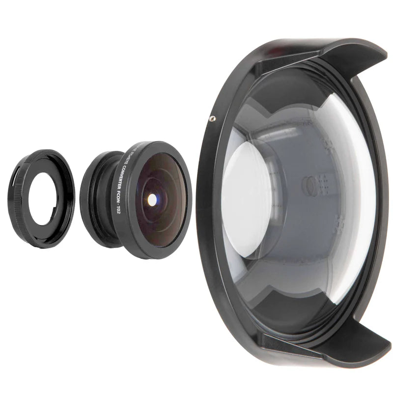Olympus TG-6 Dome Port with FCON-T02 Fisheye Lens Kit - Underwater Photography Housing for Scuba Diving & Snorkeling Adventures