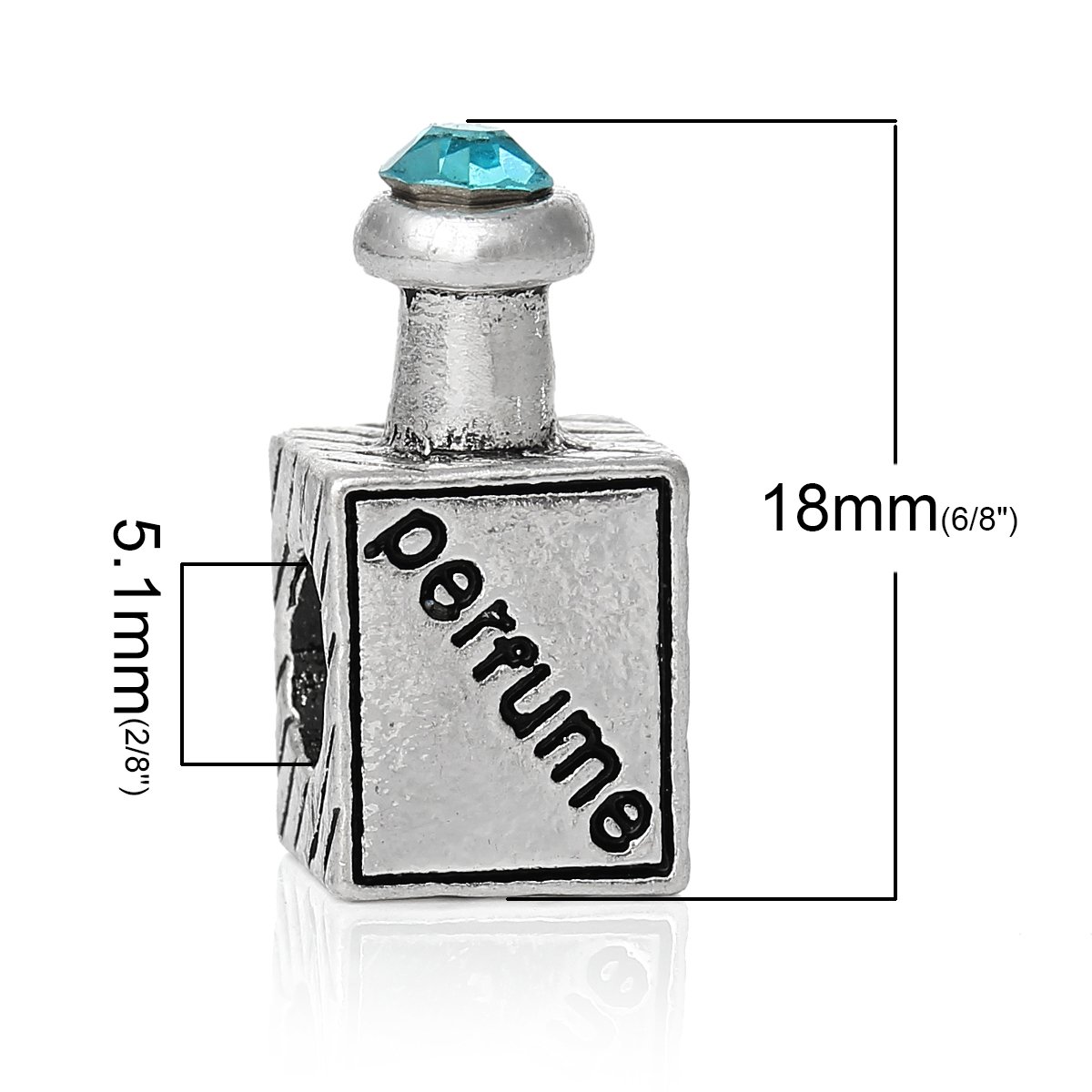 Sparkling Rhinestone Perfume Bottle Charm Bead - Compatible with Most European Snake Chain Bracelets - Perfect for Jewelry Making, DIY Accessories & Gift Giving