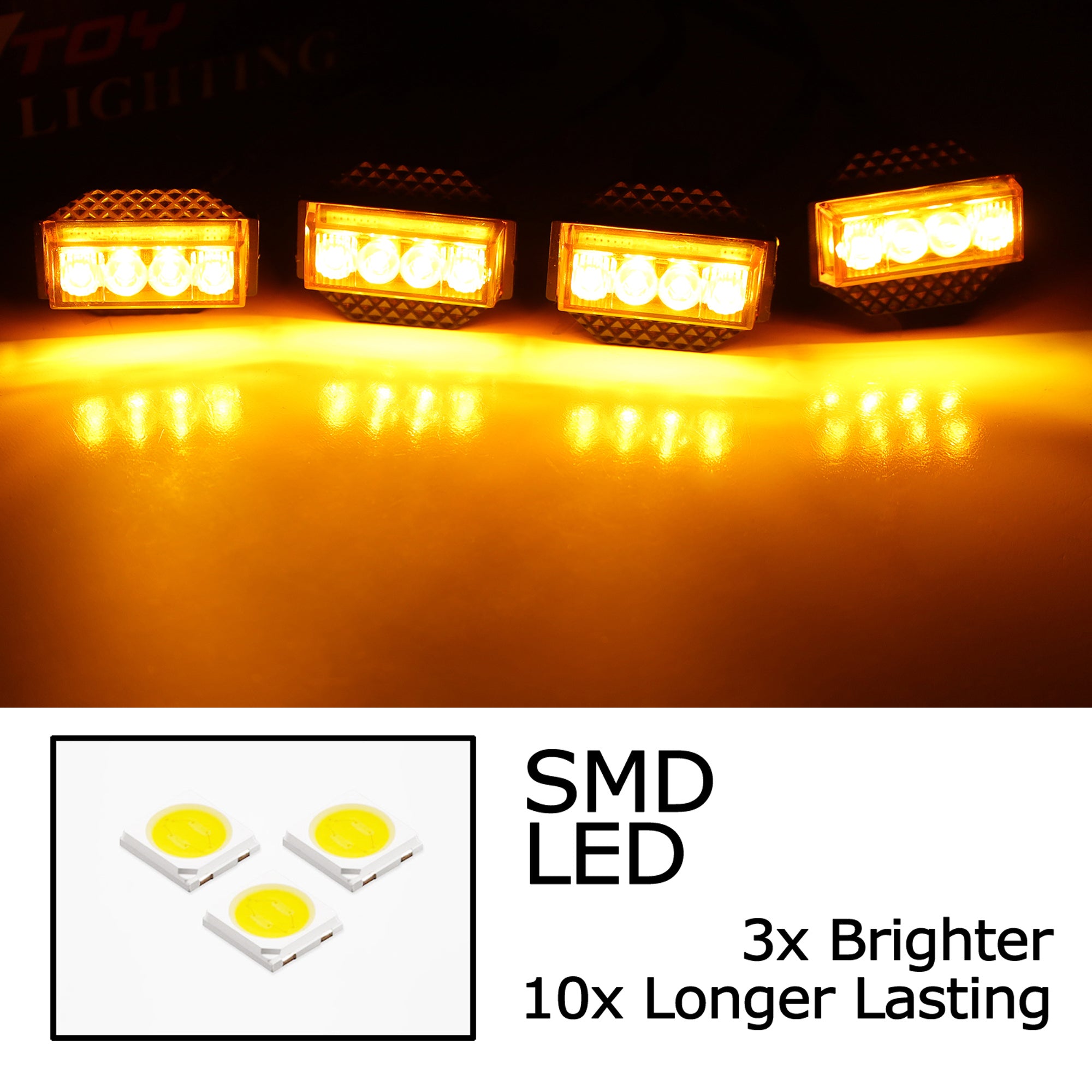 TRD Style Amber Yellow Full LED Grille Lighting Kit for 2018-2021 Toyota Tundra - Off-Road & Night Driving Enhancement