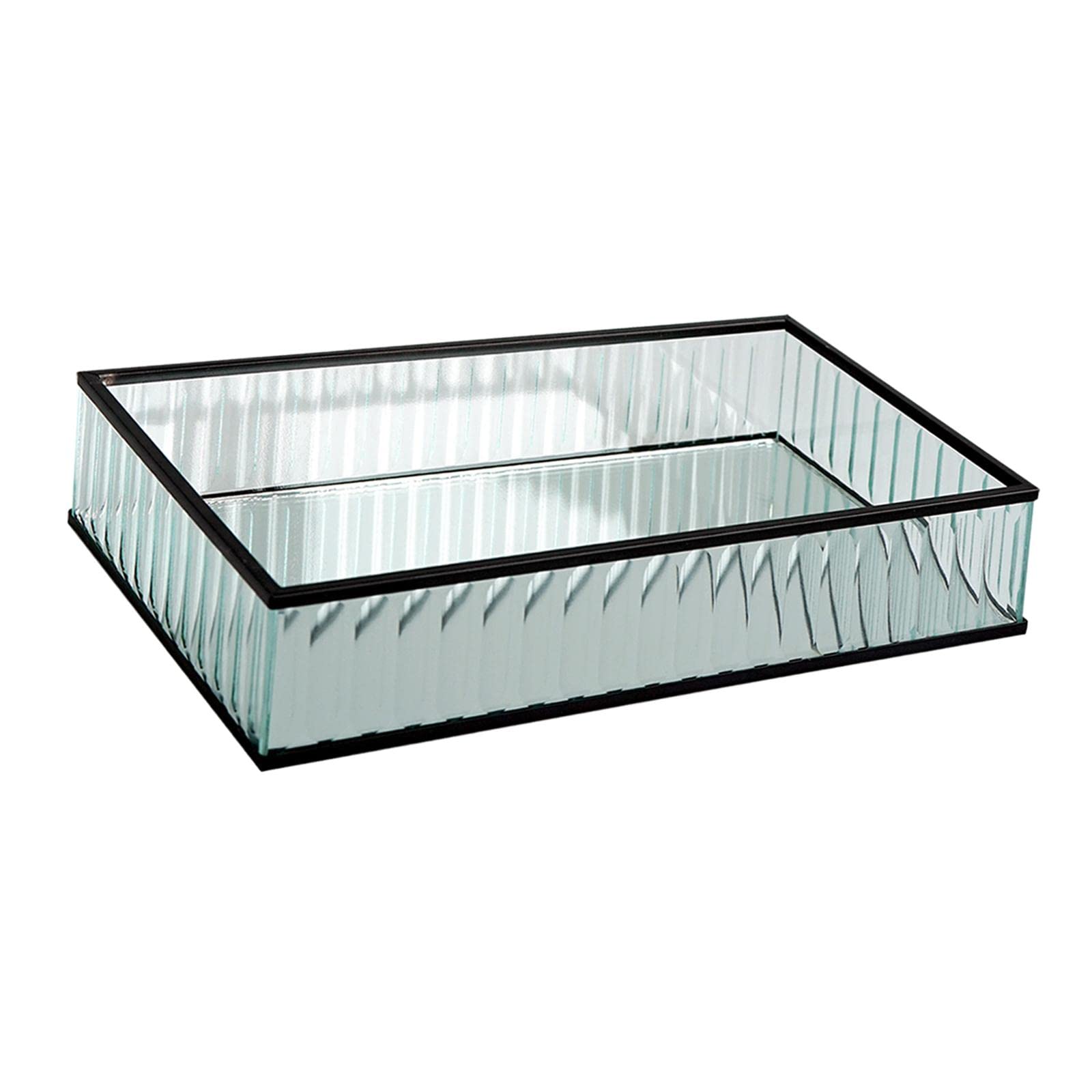 **MagiDeal Black Glass Vanity Tray - Elegant Mirrored Makeup Organizer for Dresser, Jewelry & Trinket Storage, Bathroom Decor & Serving Tray - Perfect for Vanity, Bedroom & Gift Ideas**