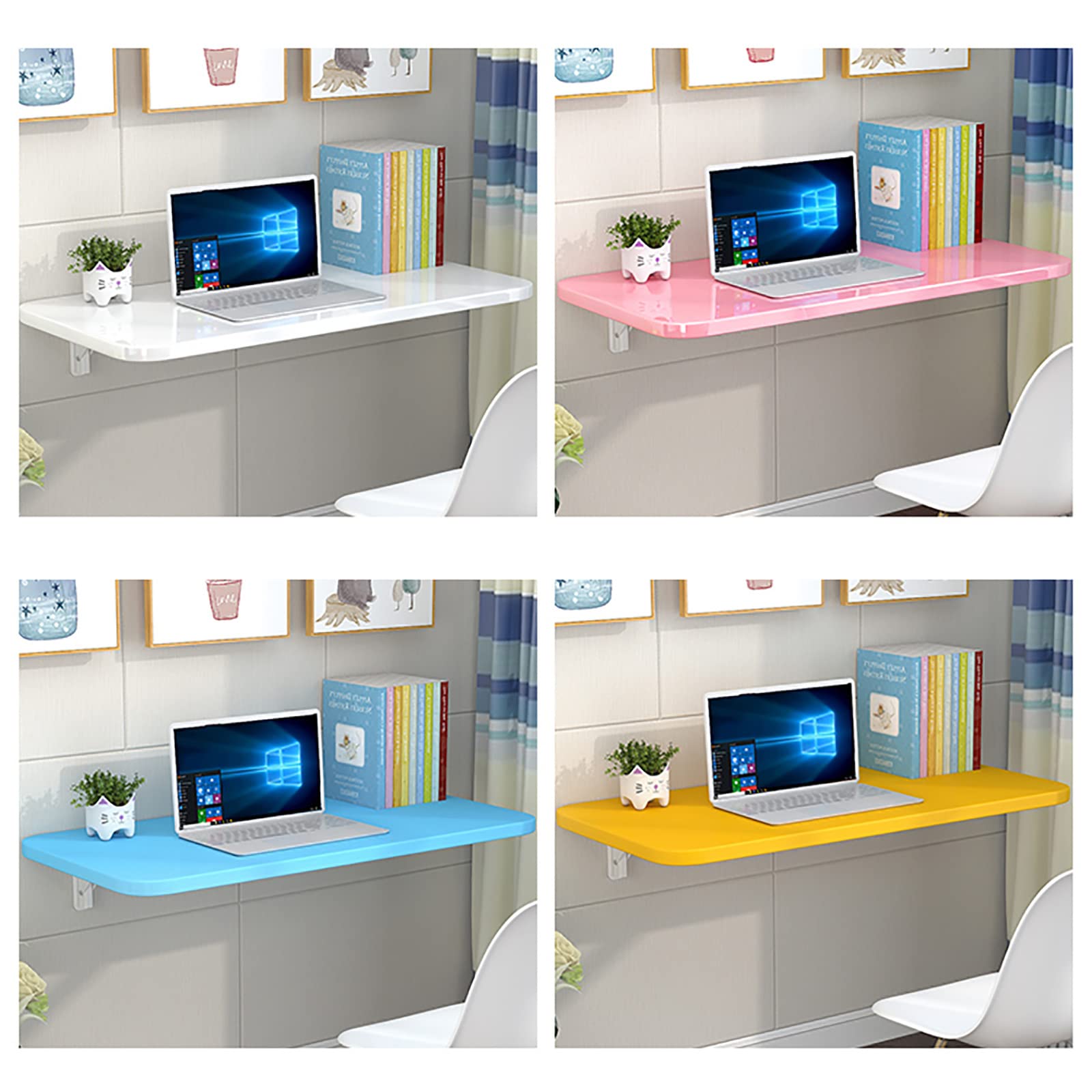 Wall Mounted Folding Desk 50x30cm - Space Saving Foldable Computer Desk for Small Spaces & Laundry Rooms - Black