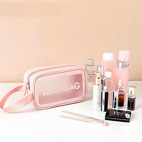 VATTU Clear Toiletry Bag - Waterproof PVC Cosmetic & Makeup Organizer for Women | Travel Essentials, Gym, Beach & Daily Use (Portable with Handle)