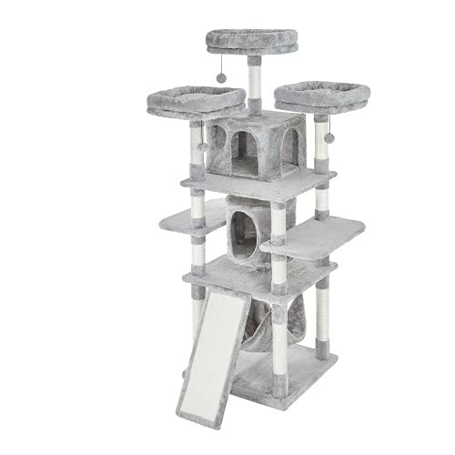 Multi-Level Cat Tree Stand with Scratching Posts - Sturdy Kitten Activity Tower & Play House for Indoor Cats | Perfect for Small Spaces, Apartments & Pet Furniture