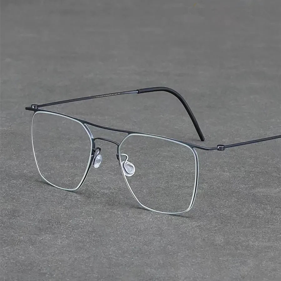 Aimee Unisex Full Rim Square Double Bridge Titanium Eyeglasses 5502 - Lightweight Durable Frame for Work, Reading & Fashion | Blue Light Blocking Glasses for Computer Use & Daily Wear