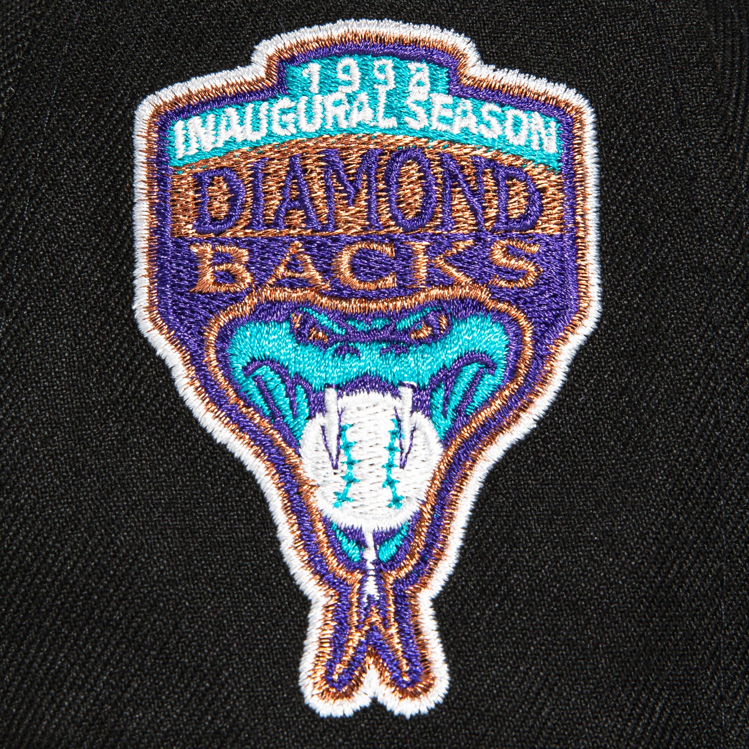 New Era 59Fifty Arizona Diamondbacks Inaugural Patch Snapback Hat - Black, Teal, Purple & Metallic Copper | MLB Baseball Cap for Fans & Collectors | Game Day, Streetwear & Sports Fashion Accessory